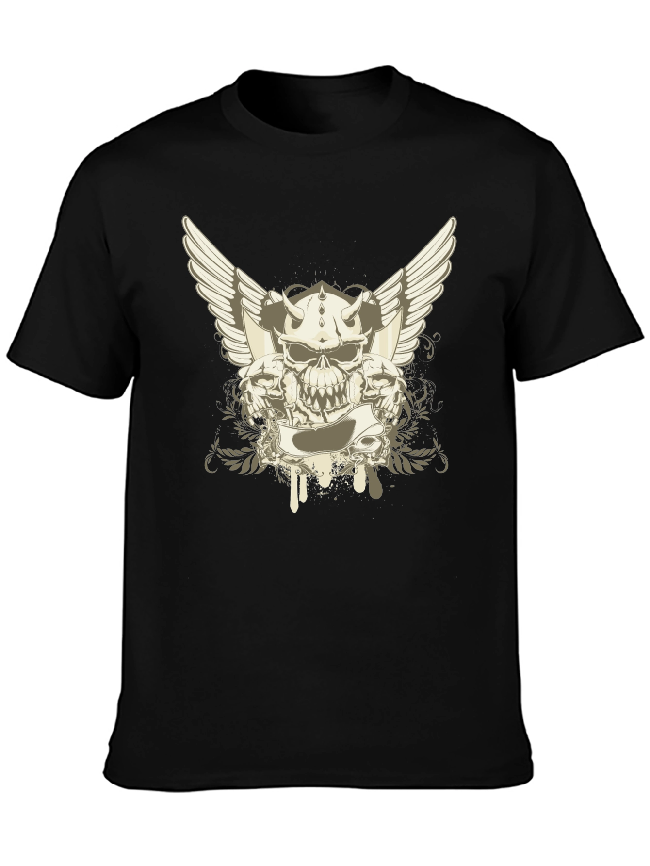 Skull & Wings Graphic Tee - Black