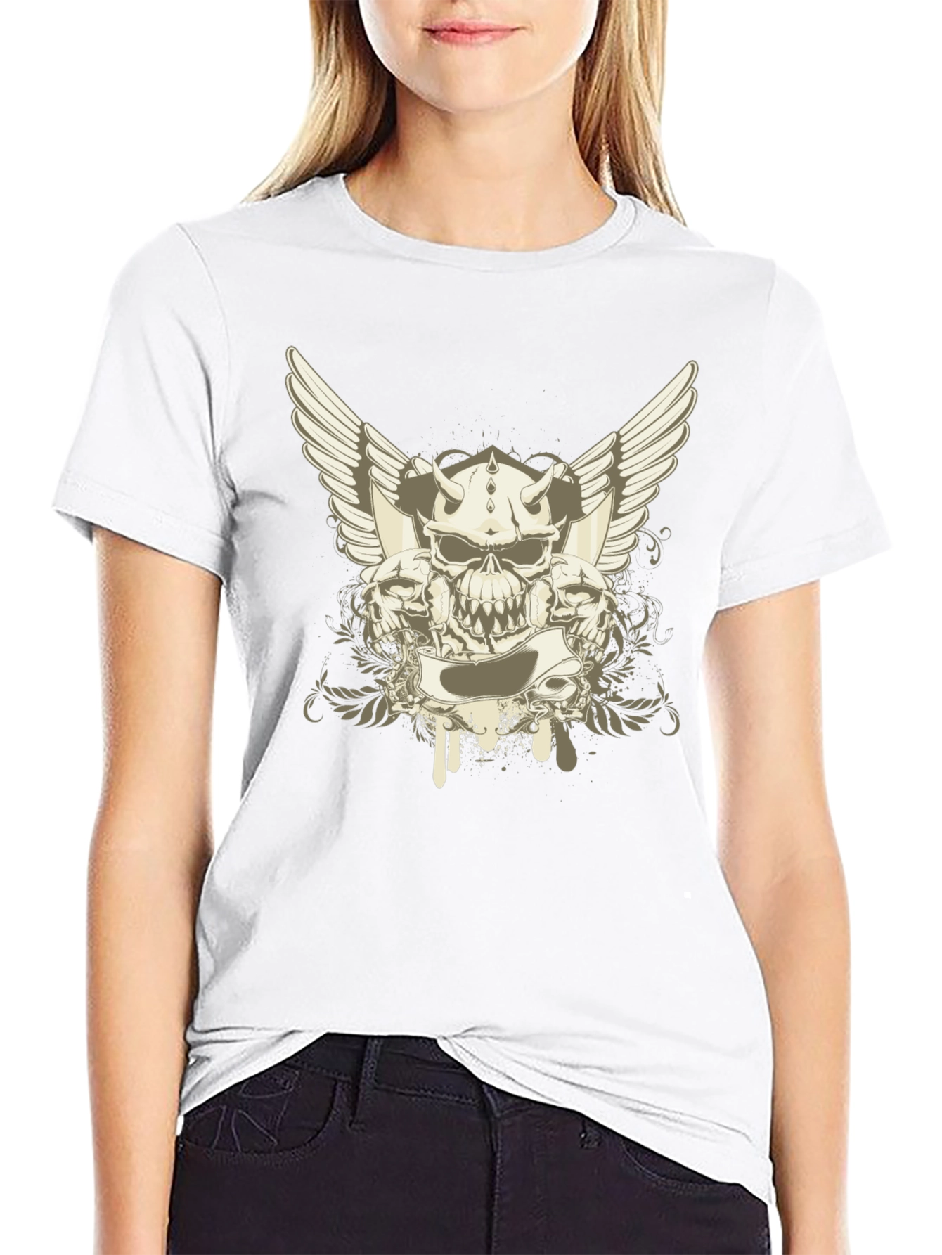 Skull & Wings Graphic Tee - Black