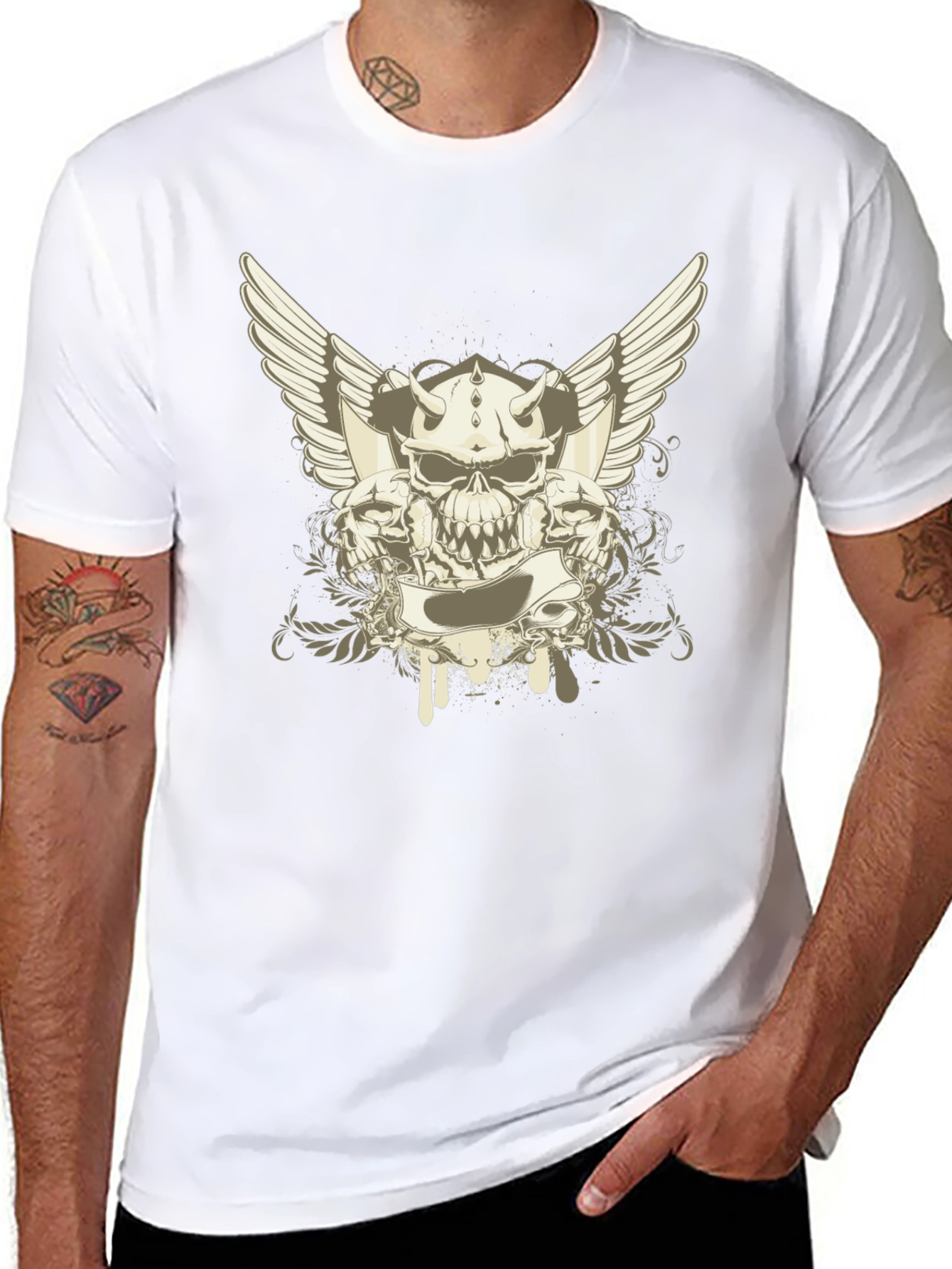 Skull & Wings Graphic Tee - Black