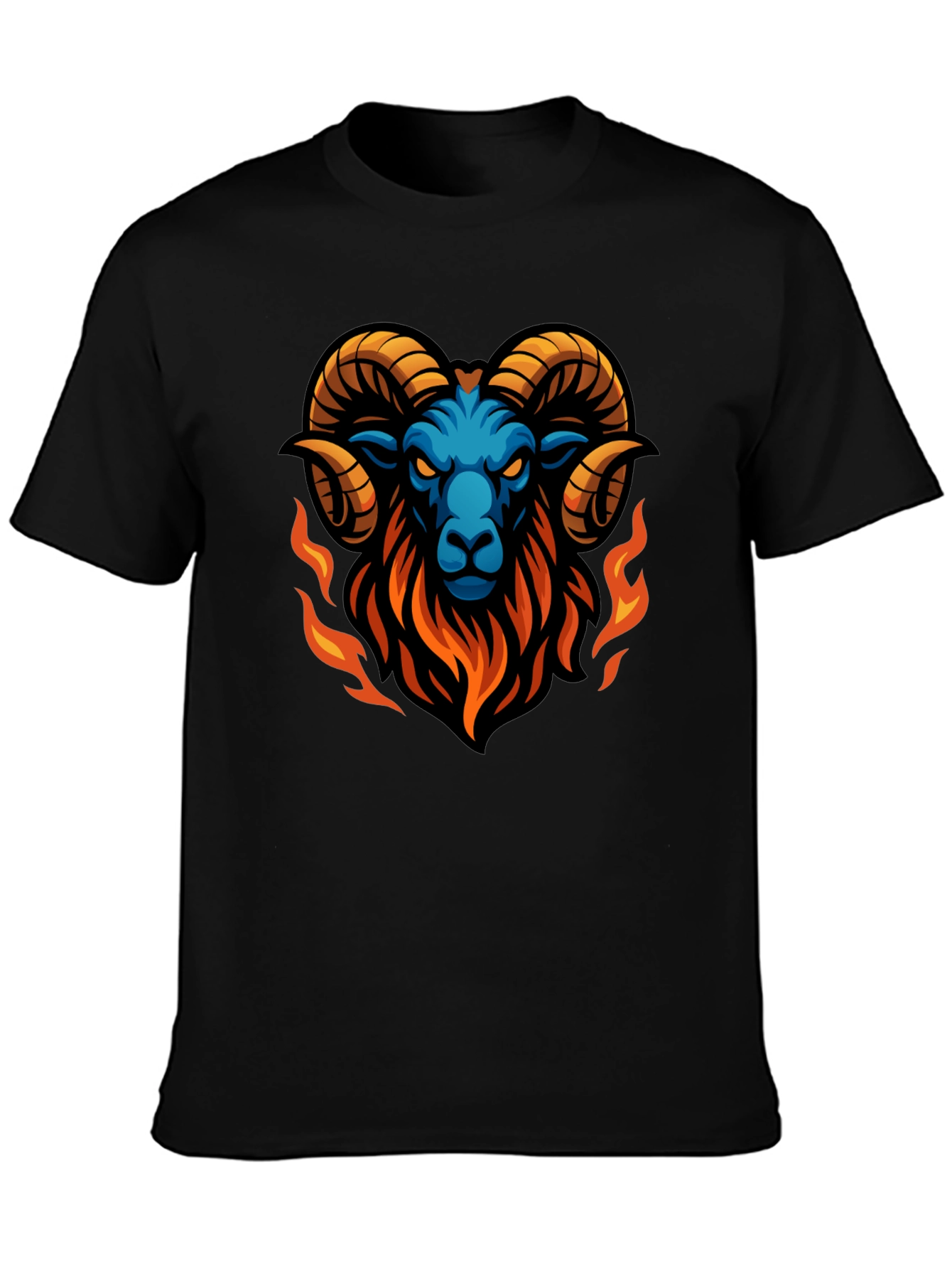 Fiery Ram Graphic Black T-Shirt
