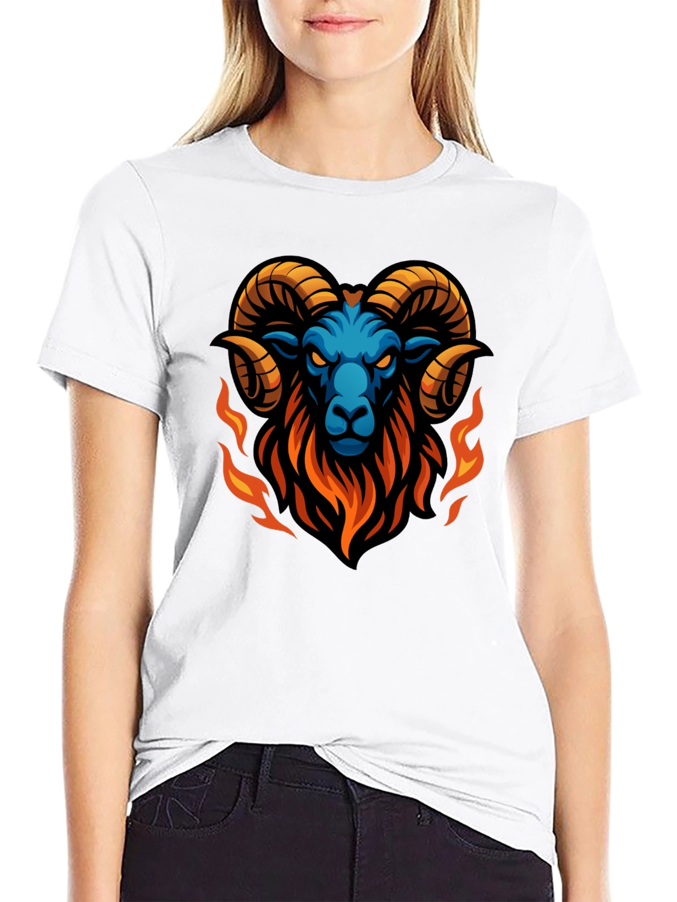 Fiery Ram Graphic Black T-Shirt