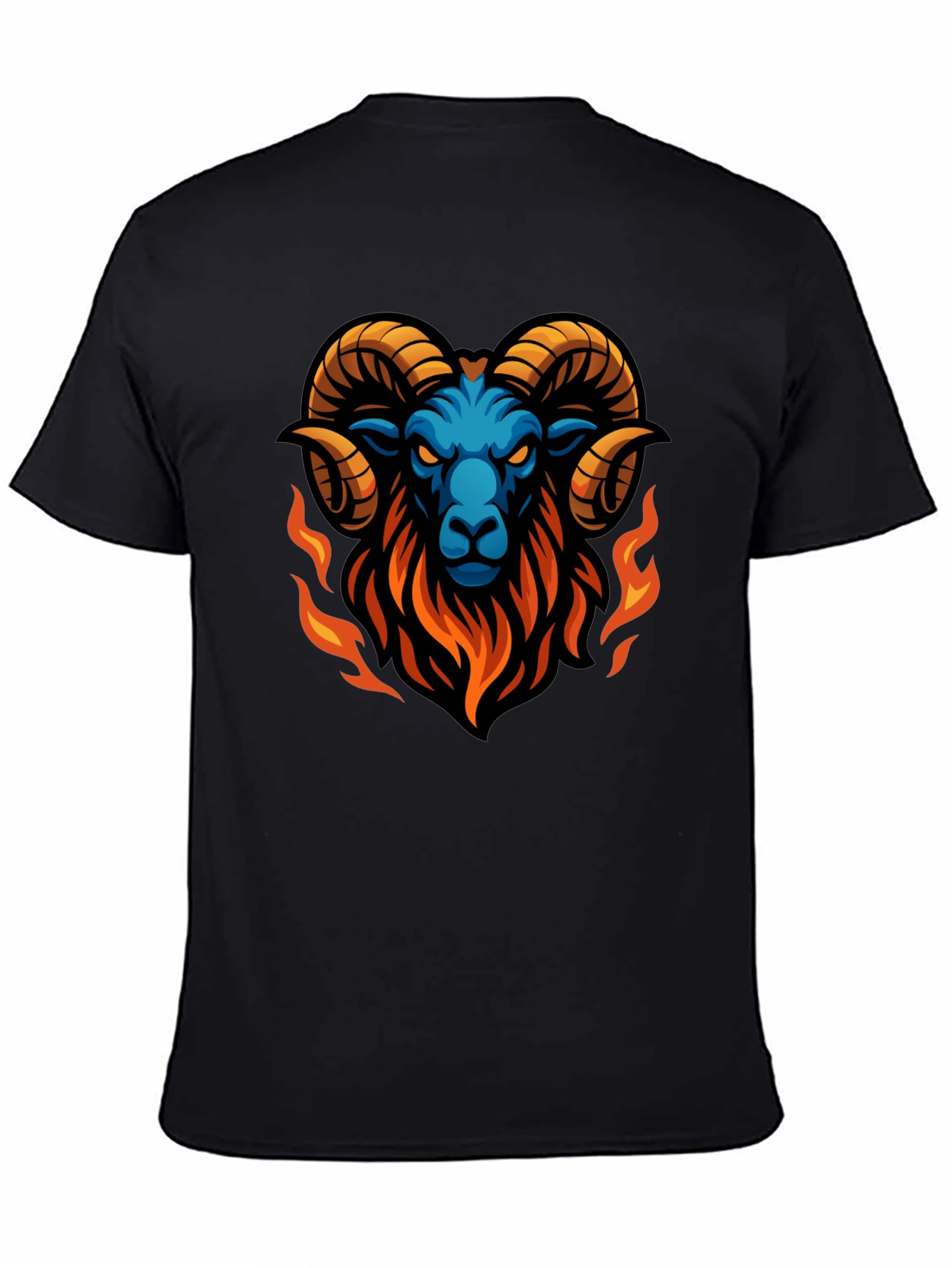 Fiery Ram Graphic Black T-Shirt