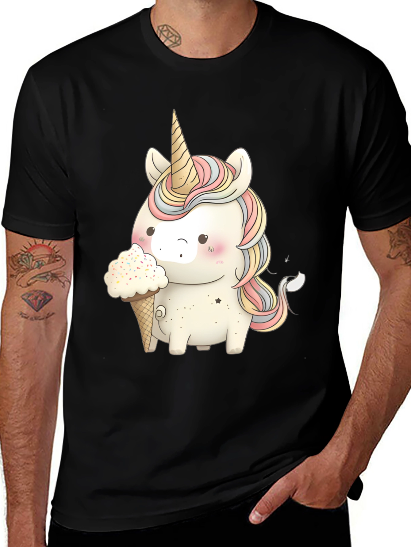 Unicorn Ice Cream Black T-Shirt
