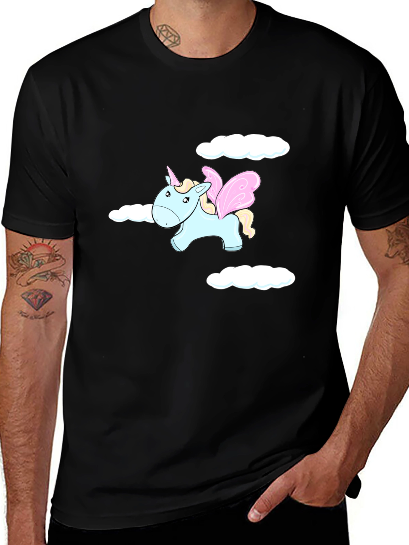 Unicorn Dreams Mens Black T-Shirt