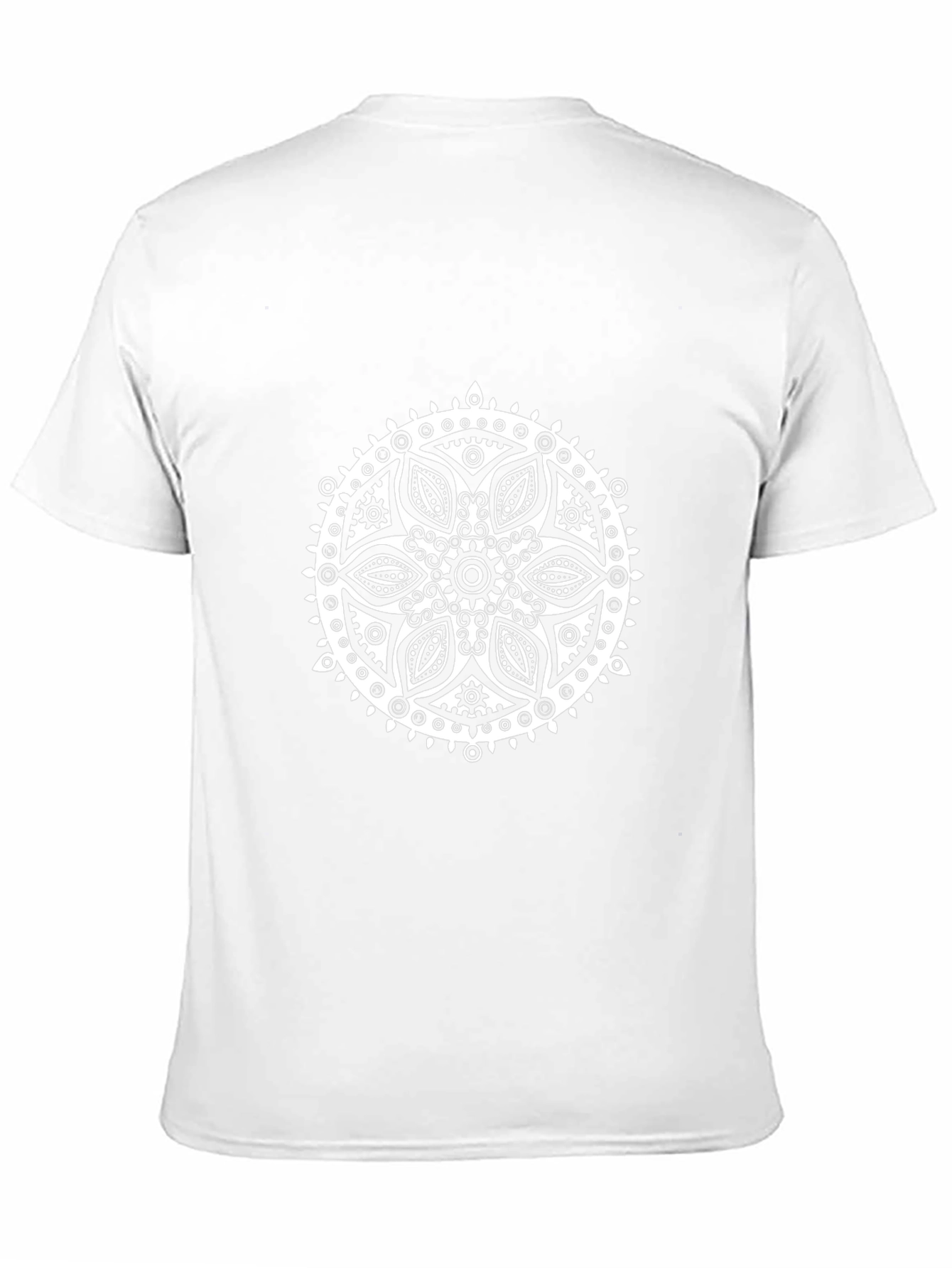 Black T-Shirt with White Mandala Design