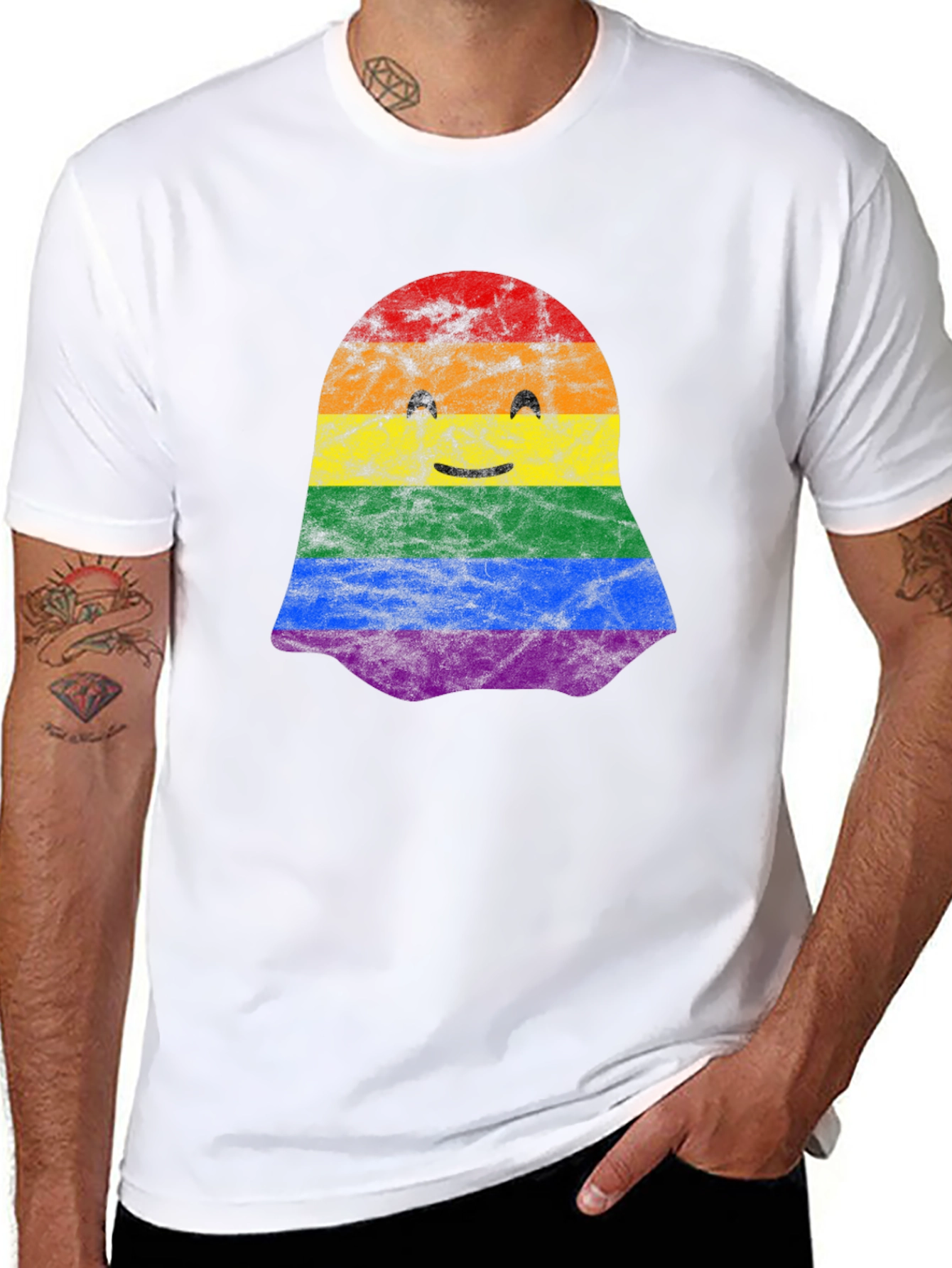 LGBTQ+ Pride Ghost T-Shirt - Cute Halloween Tee