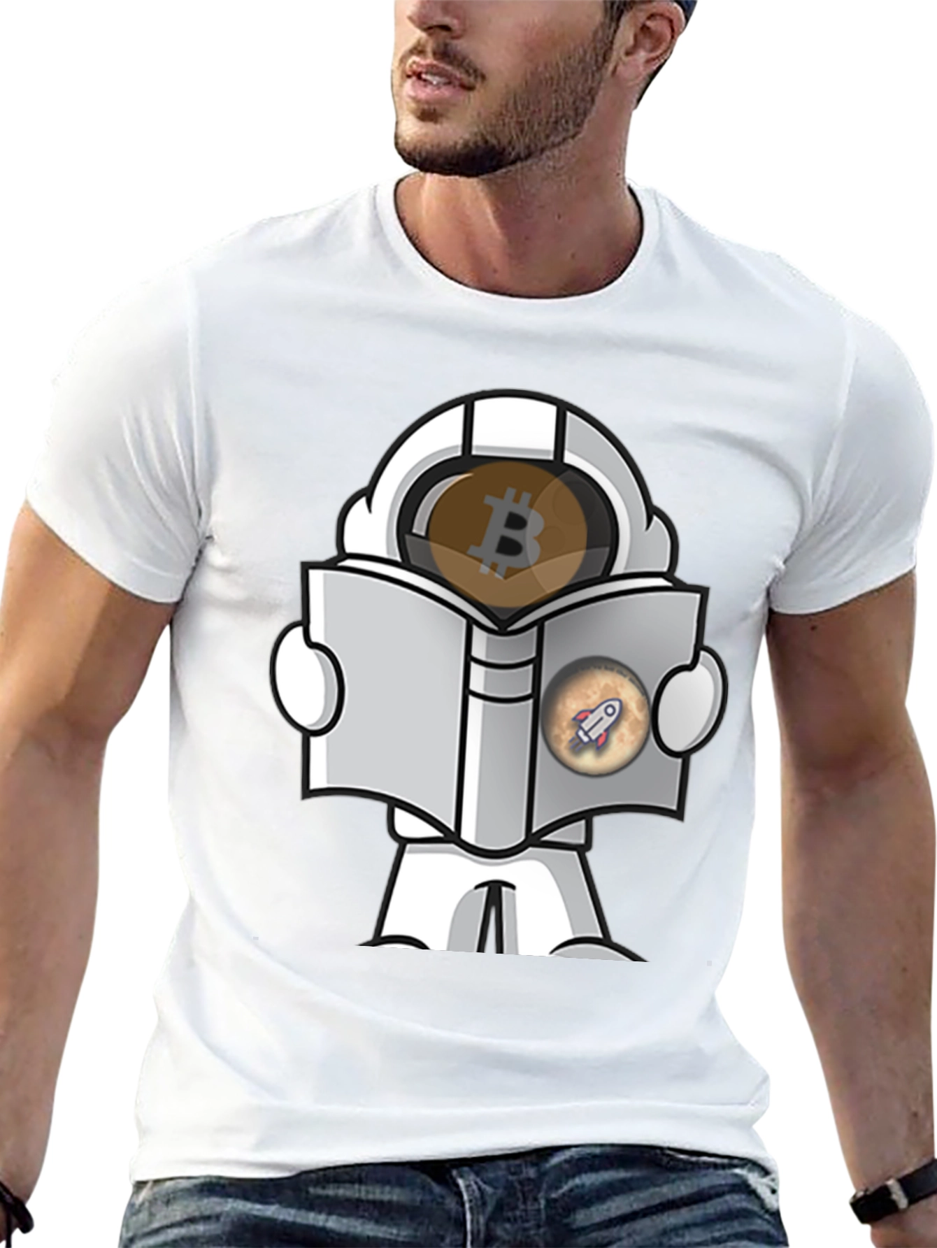 Bitcoin Astronaut Reading Book T-Shirt