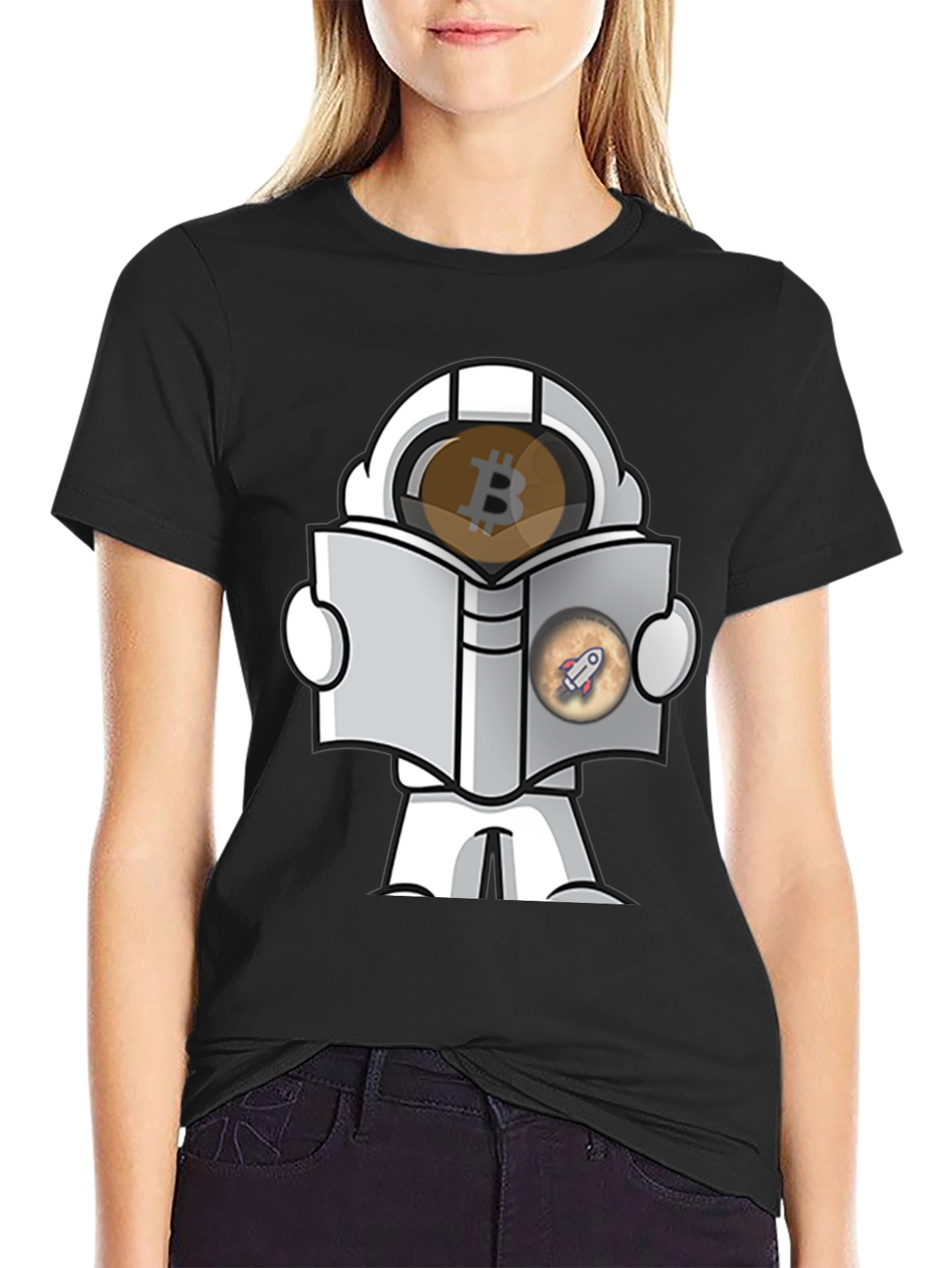 Bitcoin Astronaut Reading Book T-Shirt