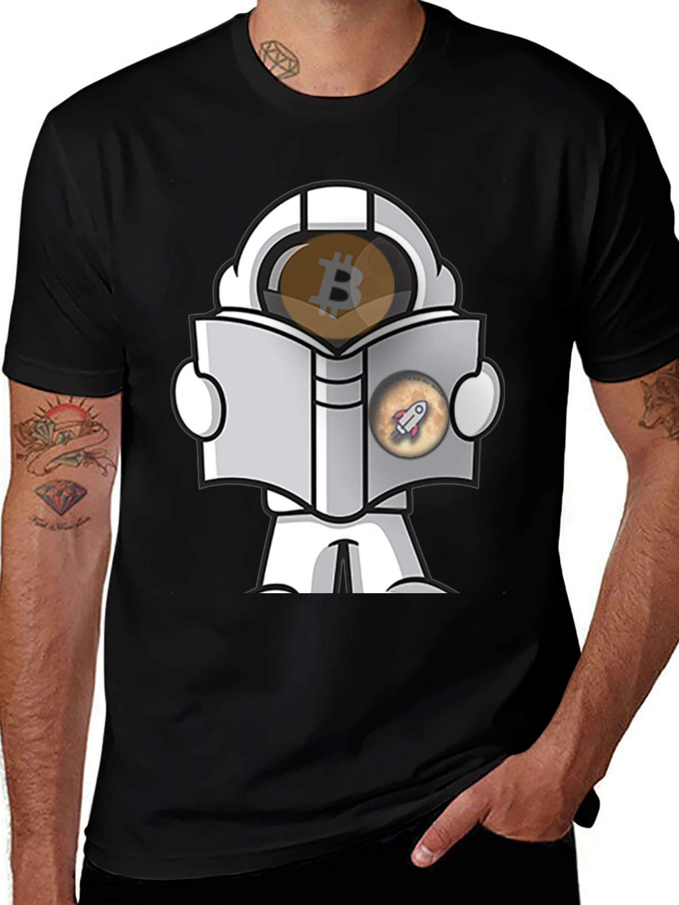 Bitcoin Astronaut Reading Book T-Shirt