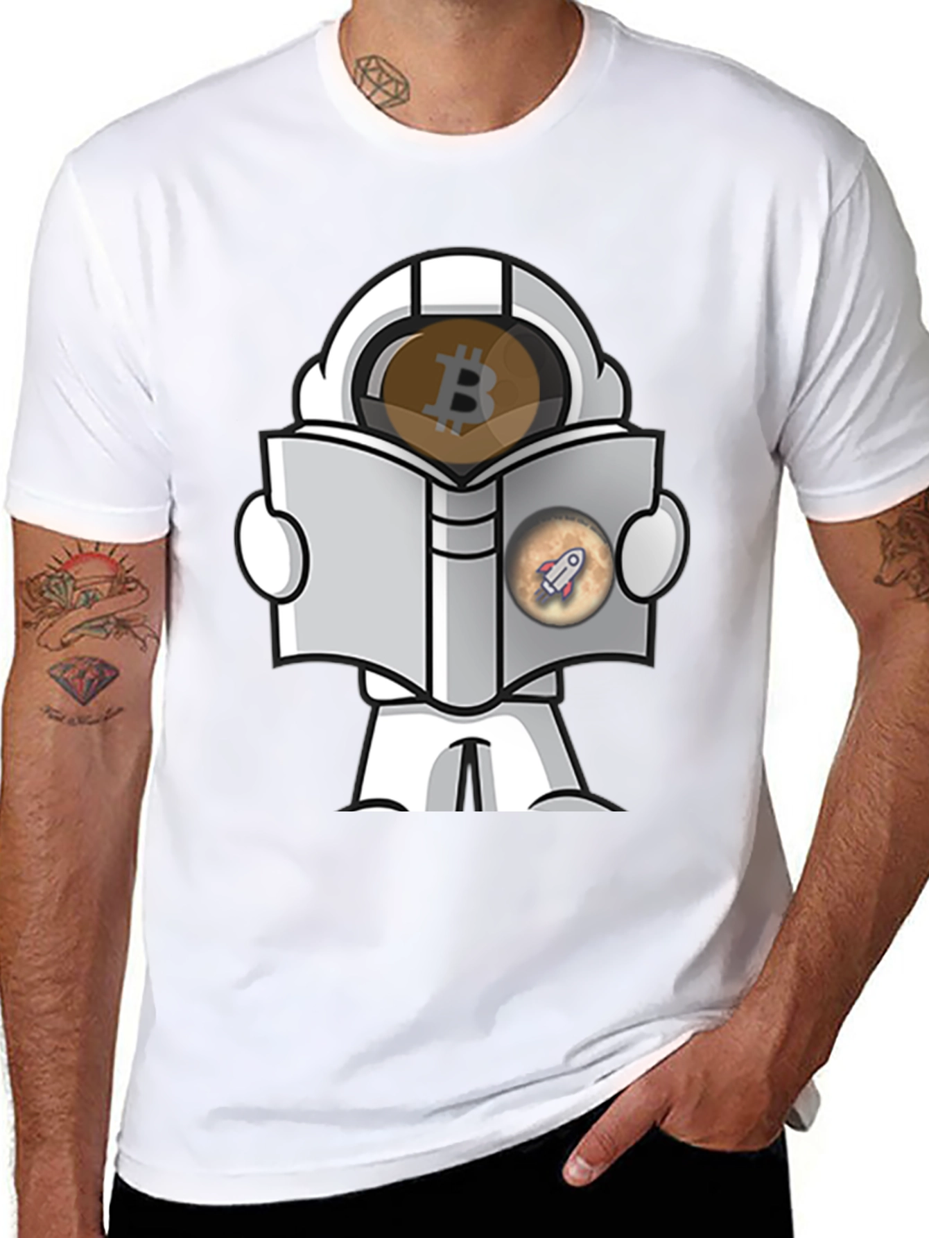 Bitcoin Astronaut Reading Book T-Shirt