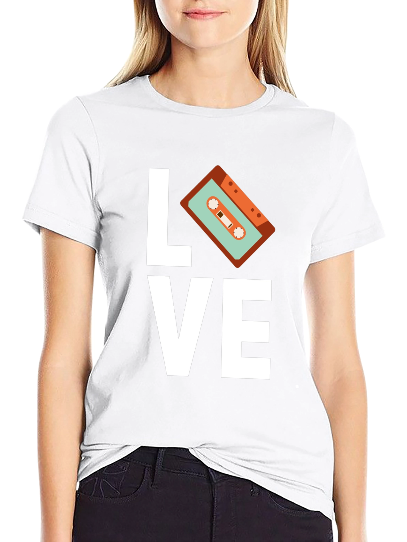 Retro Music Love Cassette Graphic T-Shirt