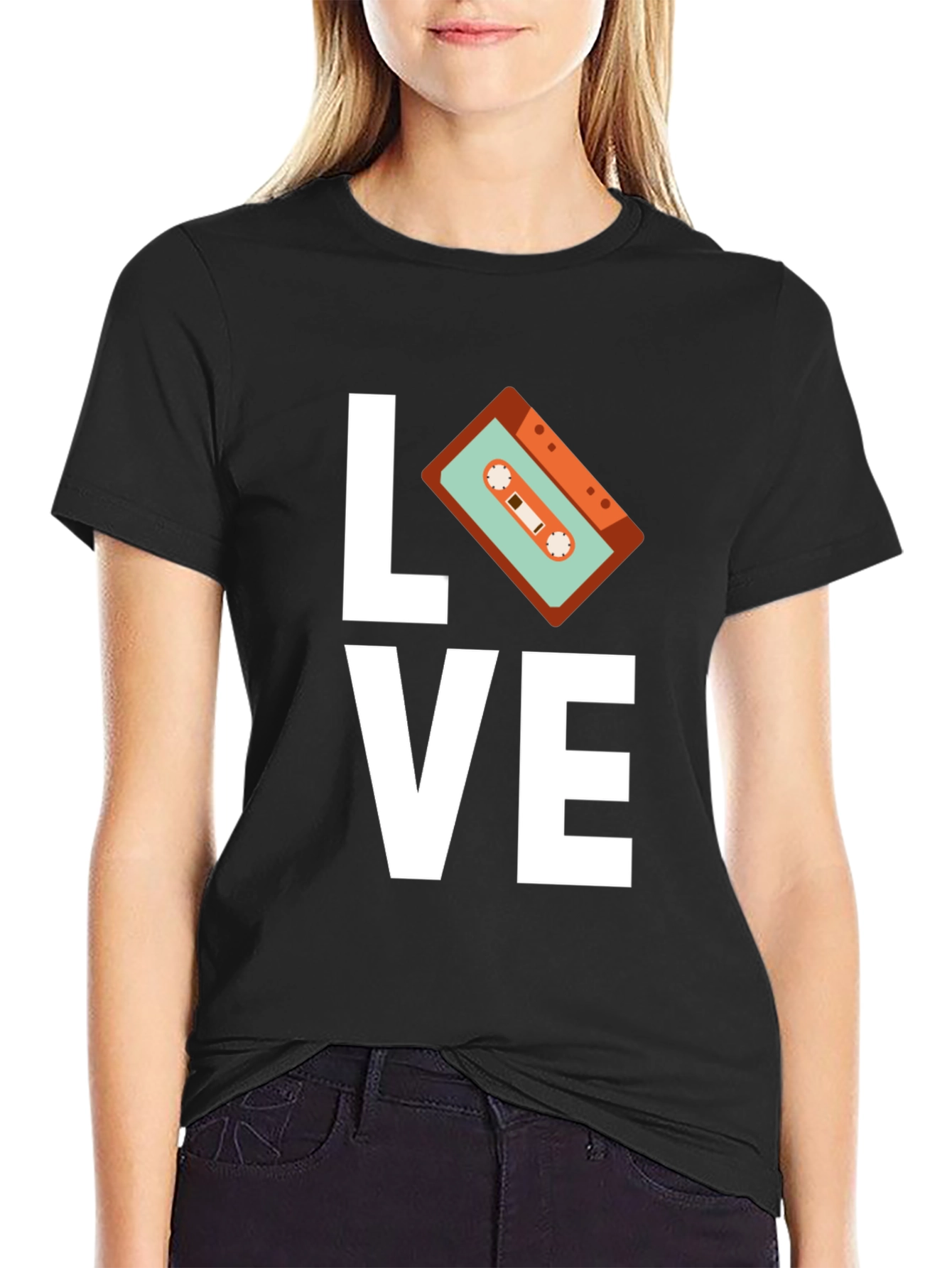 Retro Music Love Cassette Graphic T-Shirt
