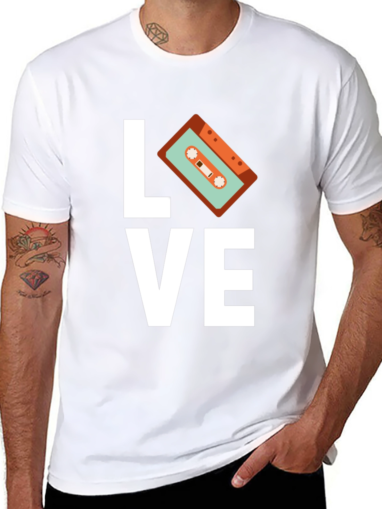 Retro Music Love Cassette Graphic T-Shirt