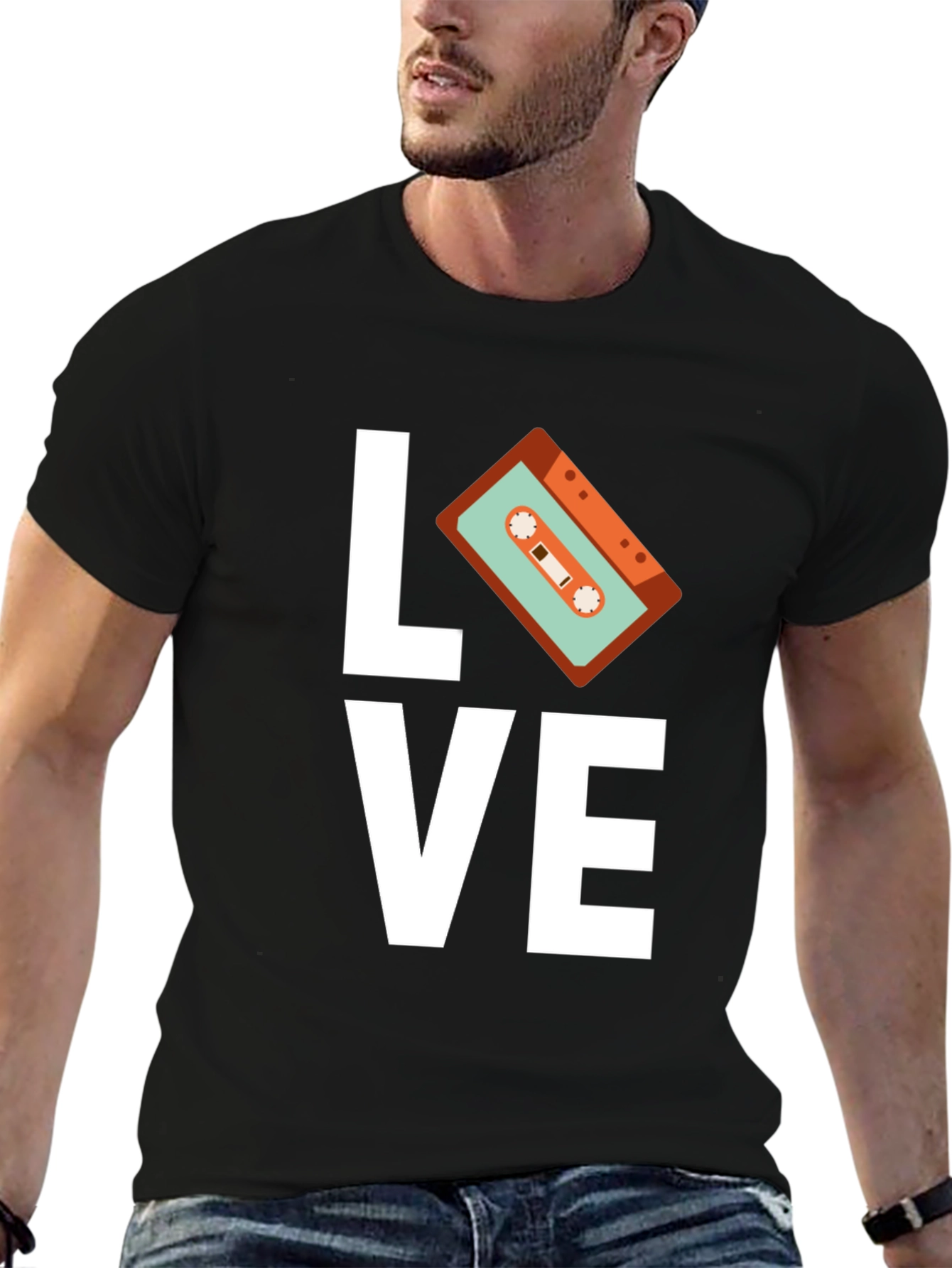 Retro Music Love Cassette Graphic T-Shirt