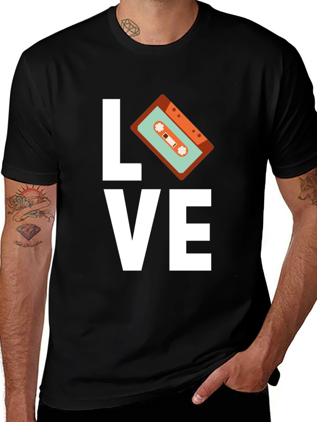 Retro Music Love Cassette Graphic T-Shirt