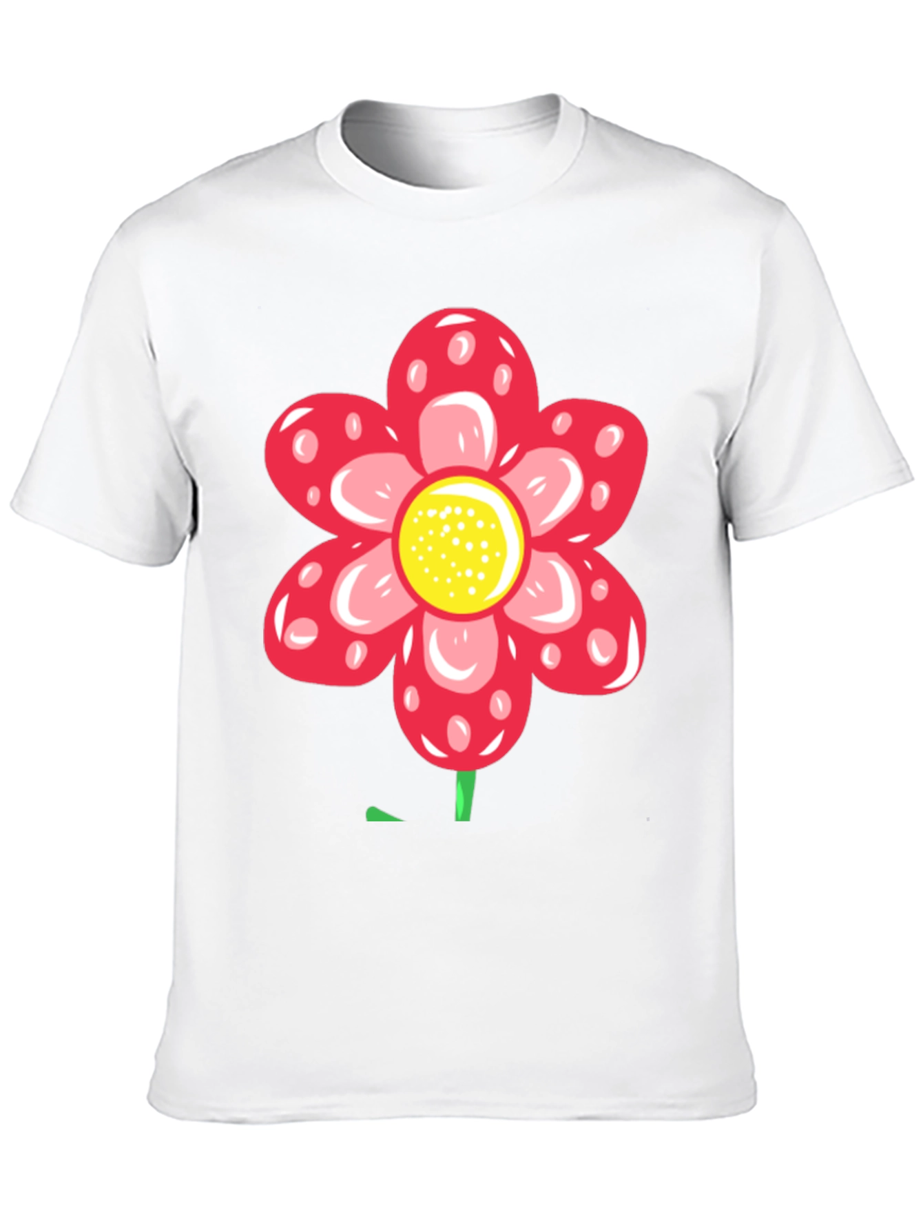 Red Flower Graphic Black T-Shirt