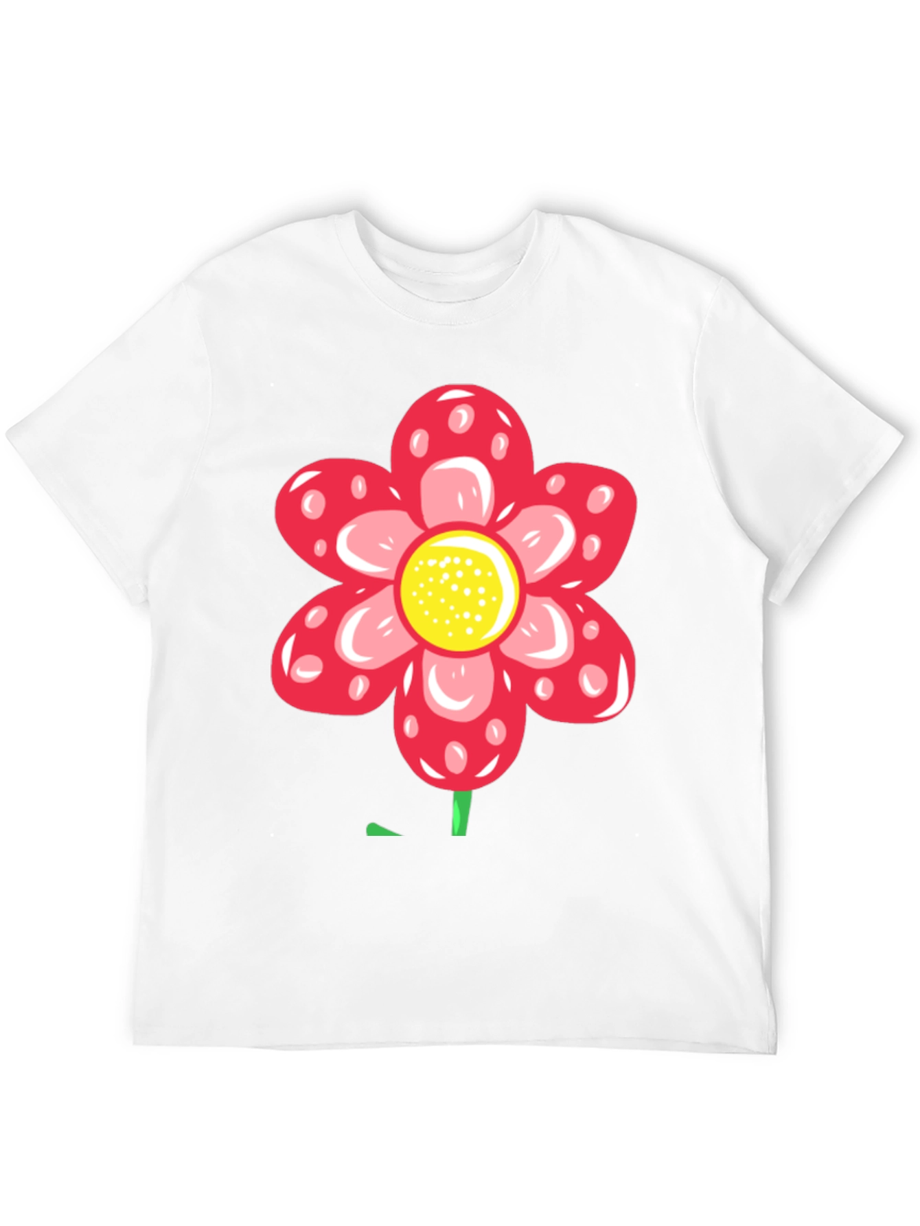 Red Flower Graphic Black T-Shirt