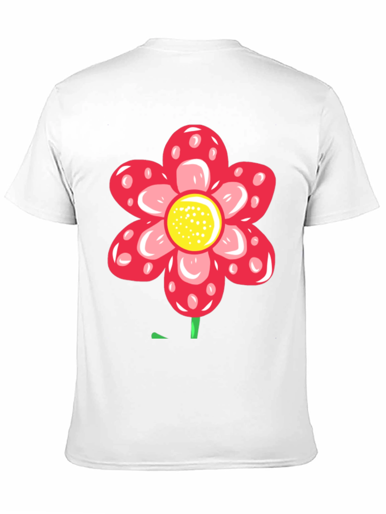 Red Flower Graphic Black T-Shirt