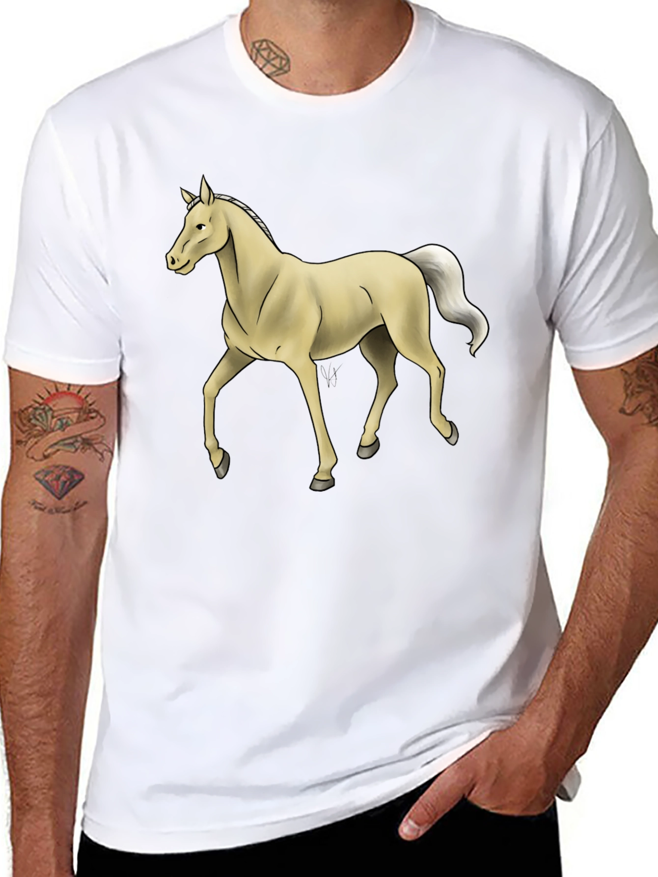 Horse Graphic Tee - Stylish Black Cotton T-Shirt