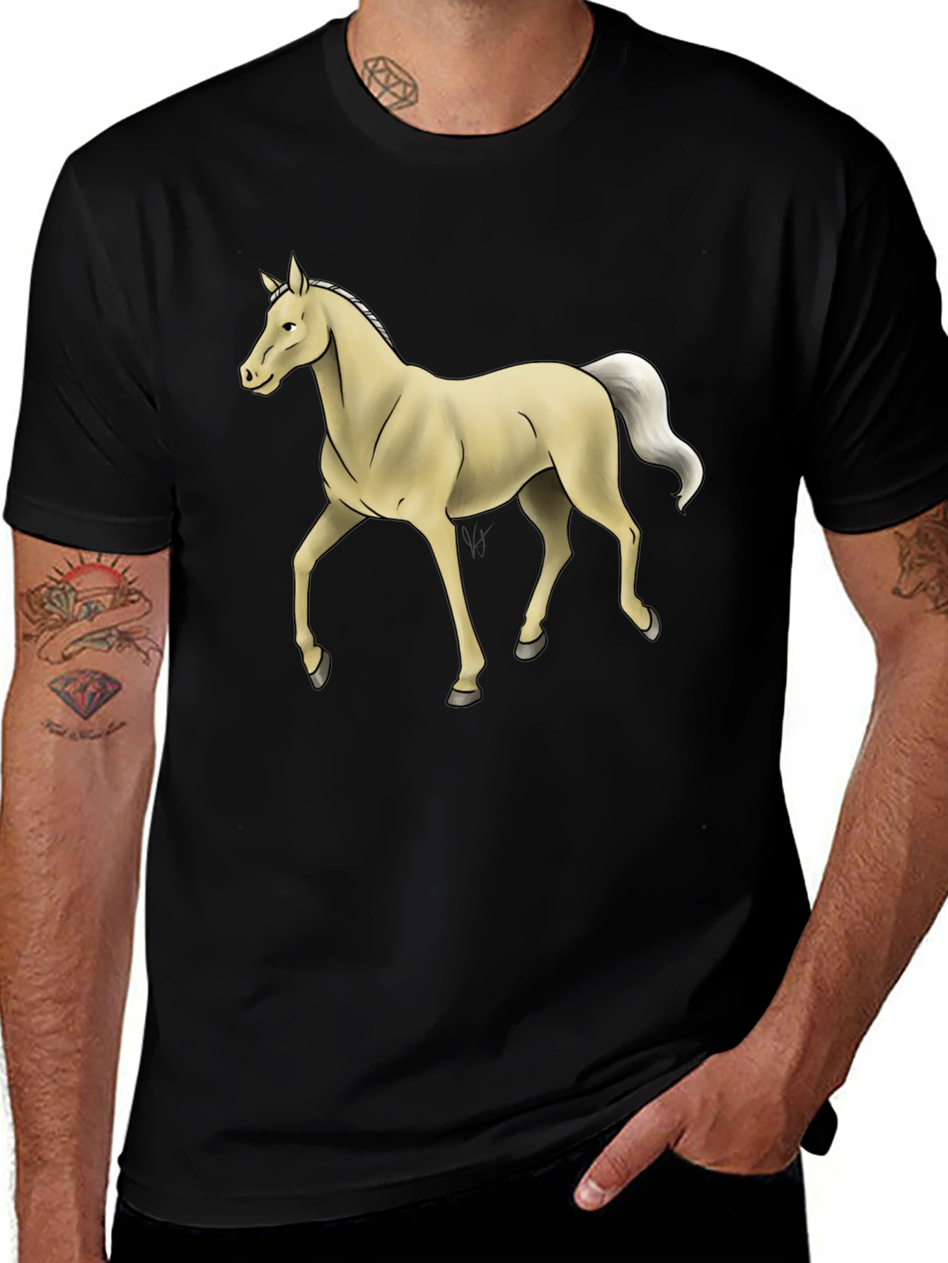 Horse Graphic Tee - Stylish Black Cotton T-Shirt