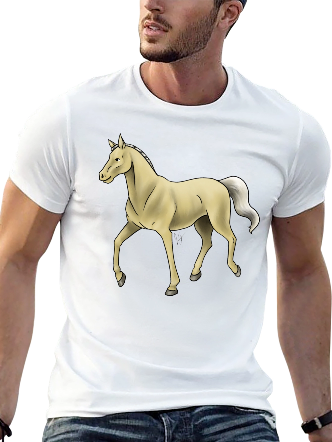 Horse Graphic Tee - Stylish Black Cotton T-Shirt