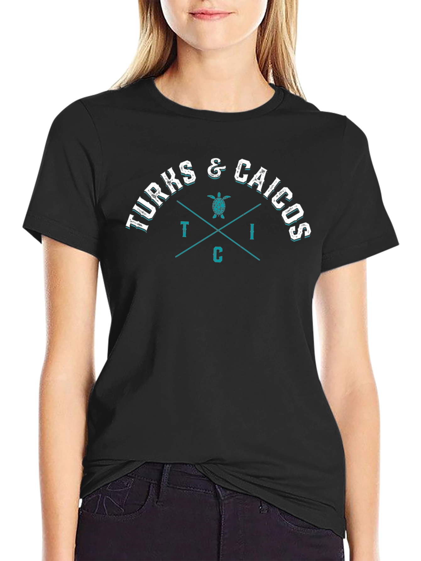 Turks & Caicos Graphic Print Black T-Shirt