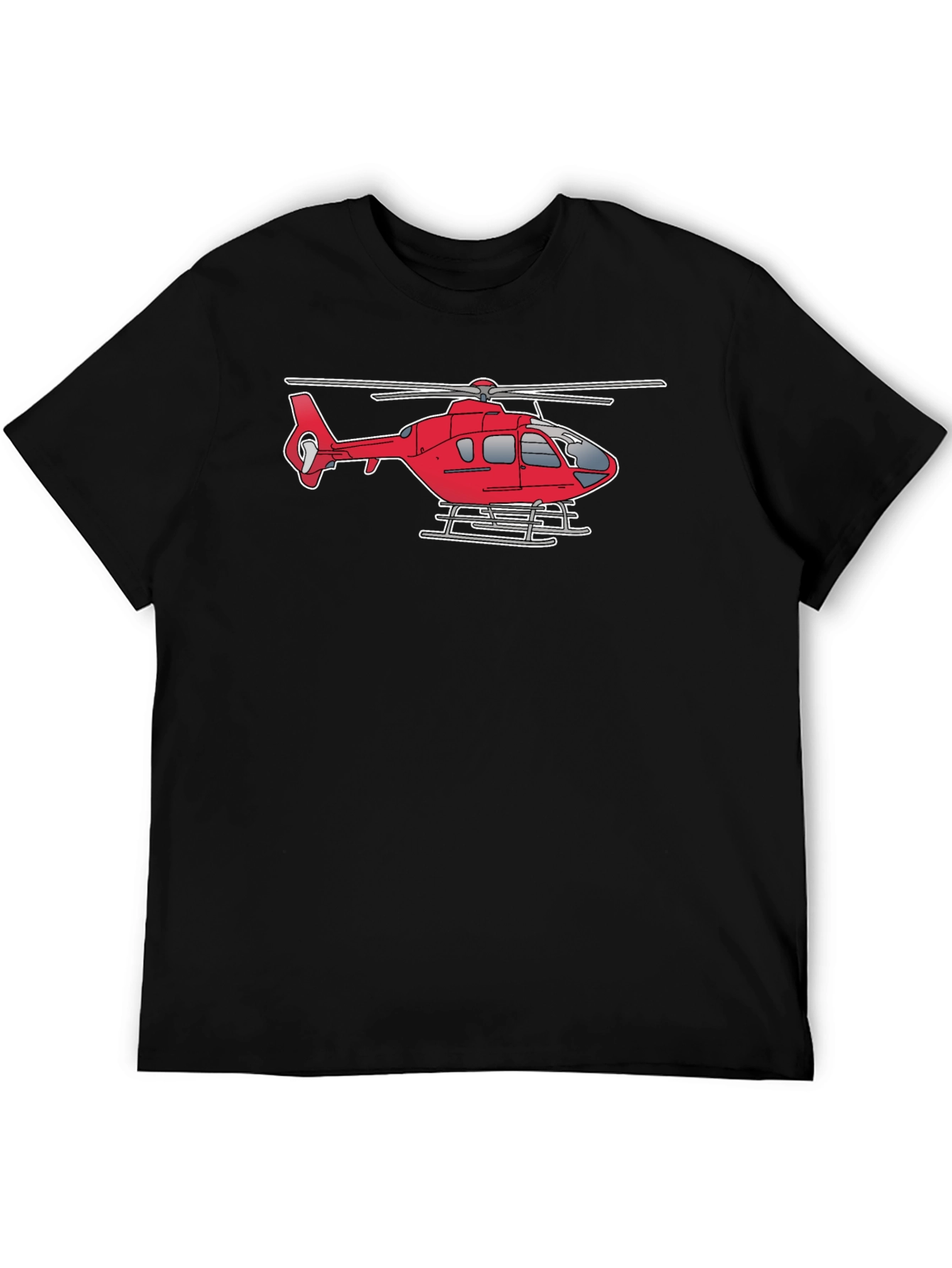 Helicopter Graphic Tee - Black Cotton Casual Shirt