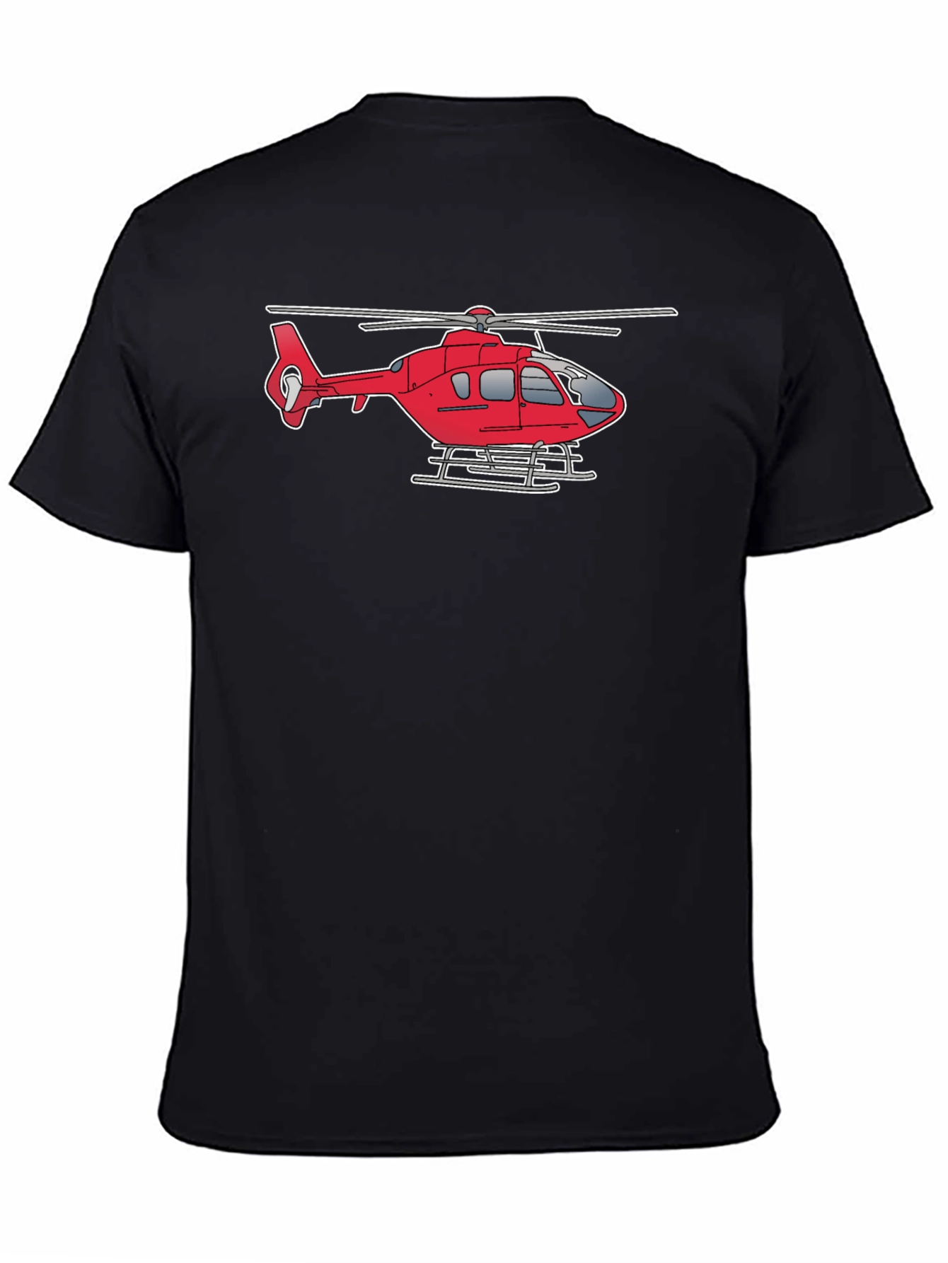 Helicopter Graphic Tee - Black Cotton Casual Shirt