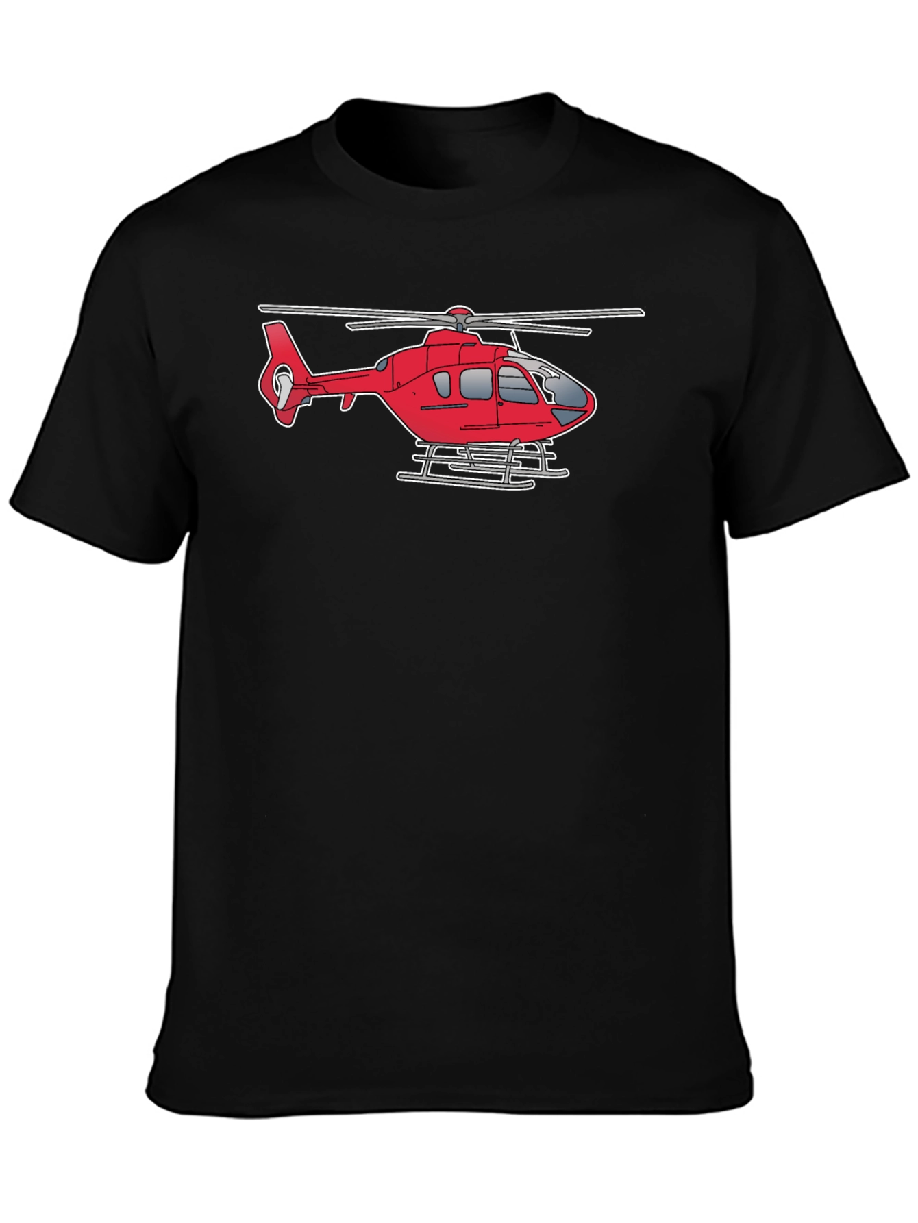 Helicopter Graphic Tee - Black Cotton Casual Shirt