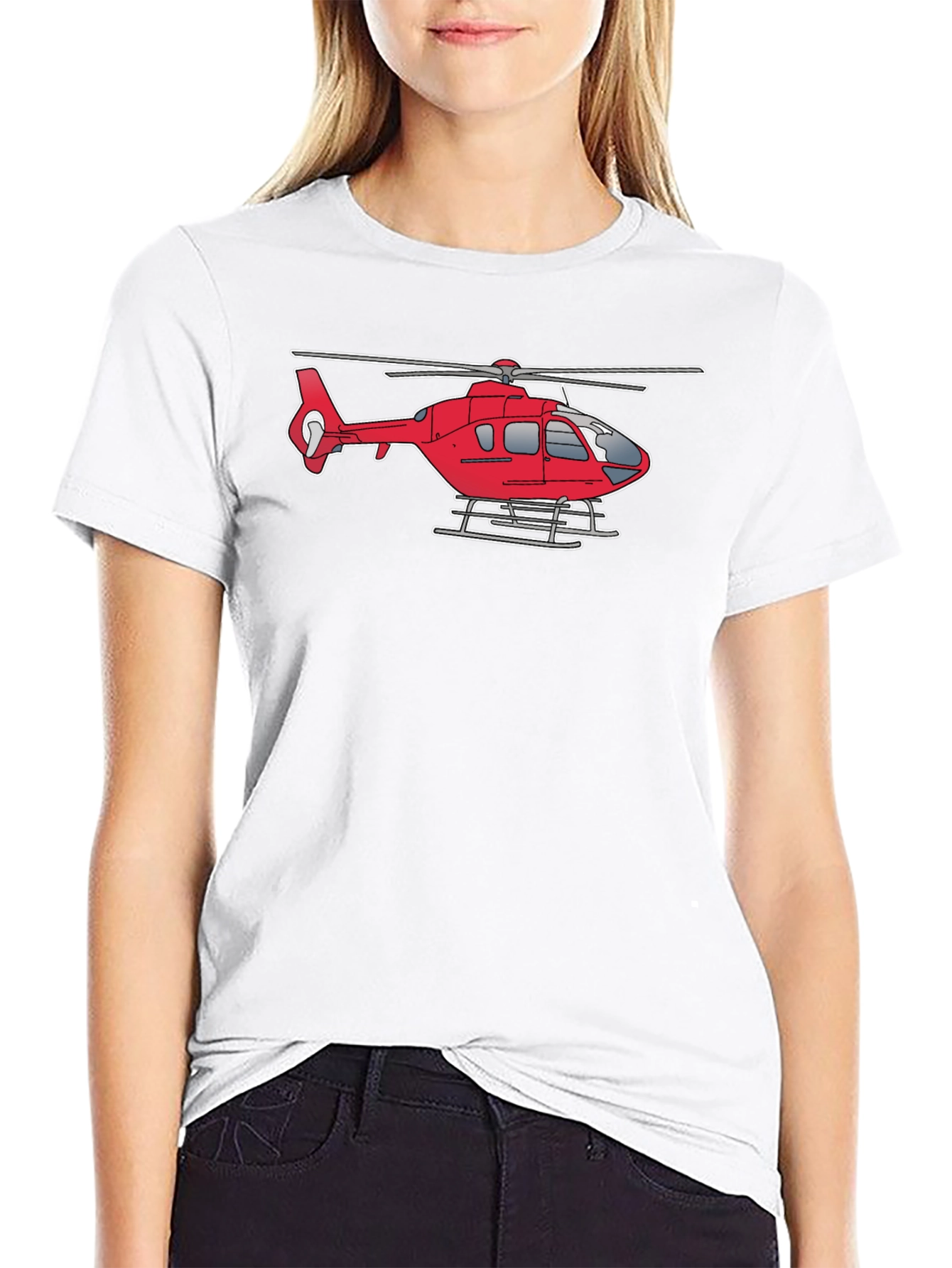 Helicopter Graphic Tee - Black Cotton Casual Shirt
