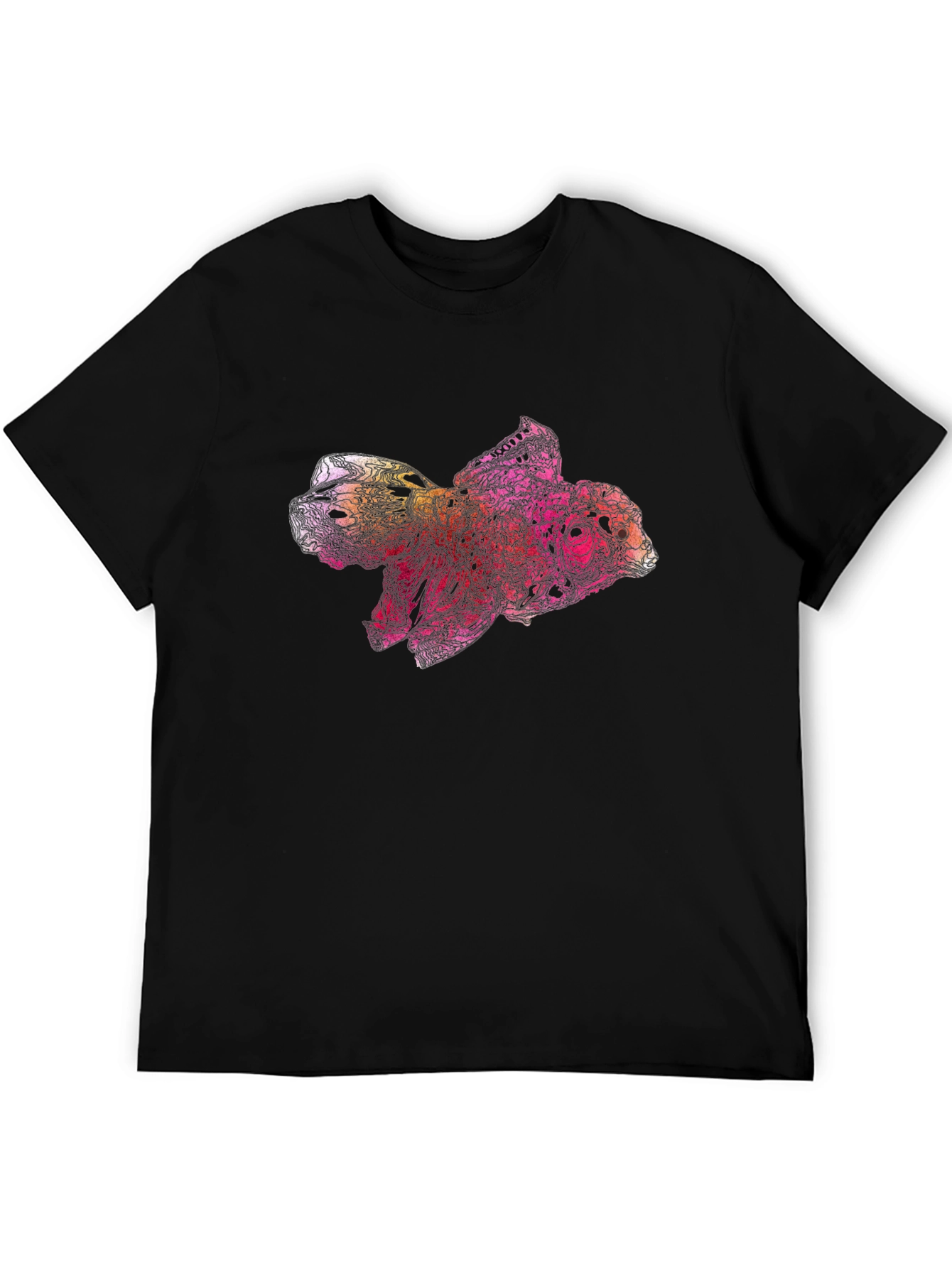 Abstract Fish Graphic Black T-Shirt