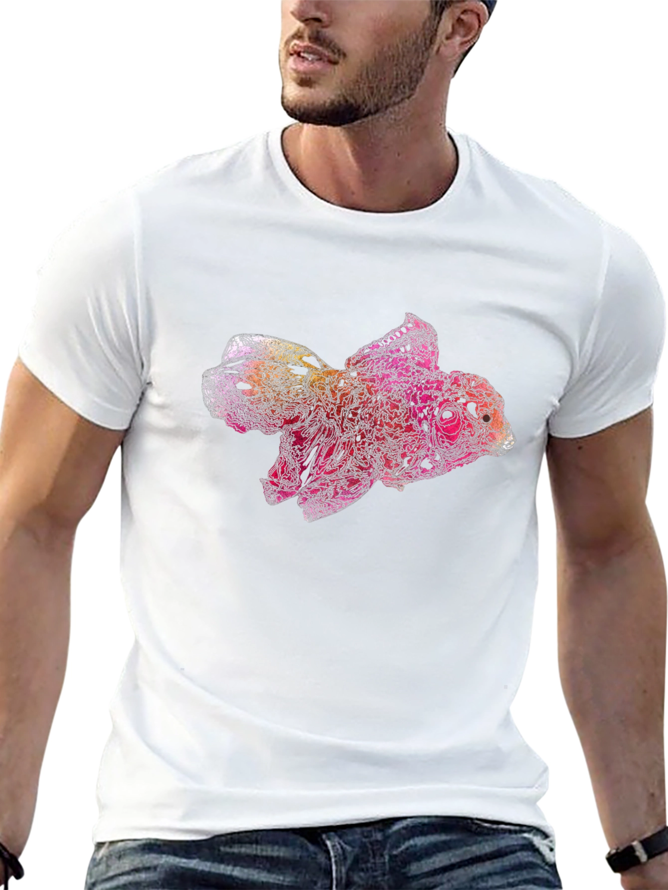 Abstract Fish Graphic Black T-Shirt