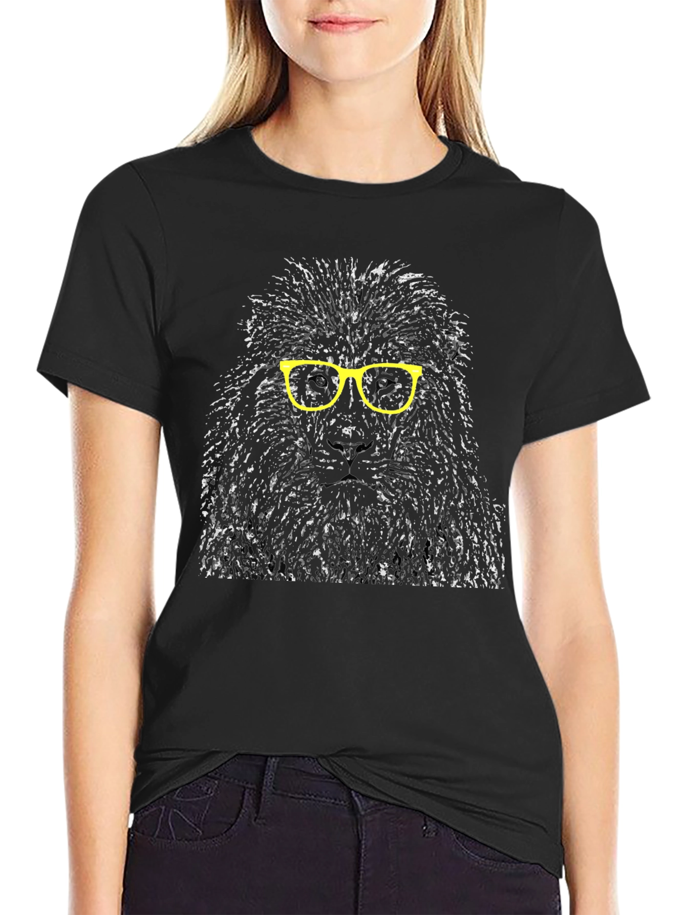 Lion Glasses Graphic Print T-Shirt