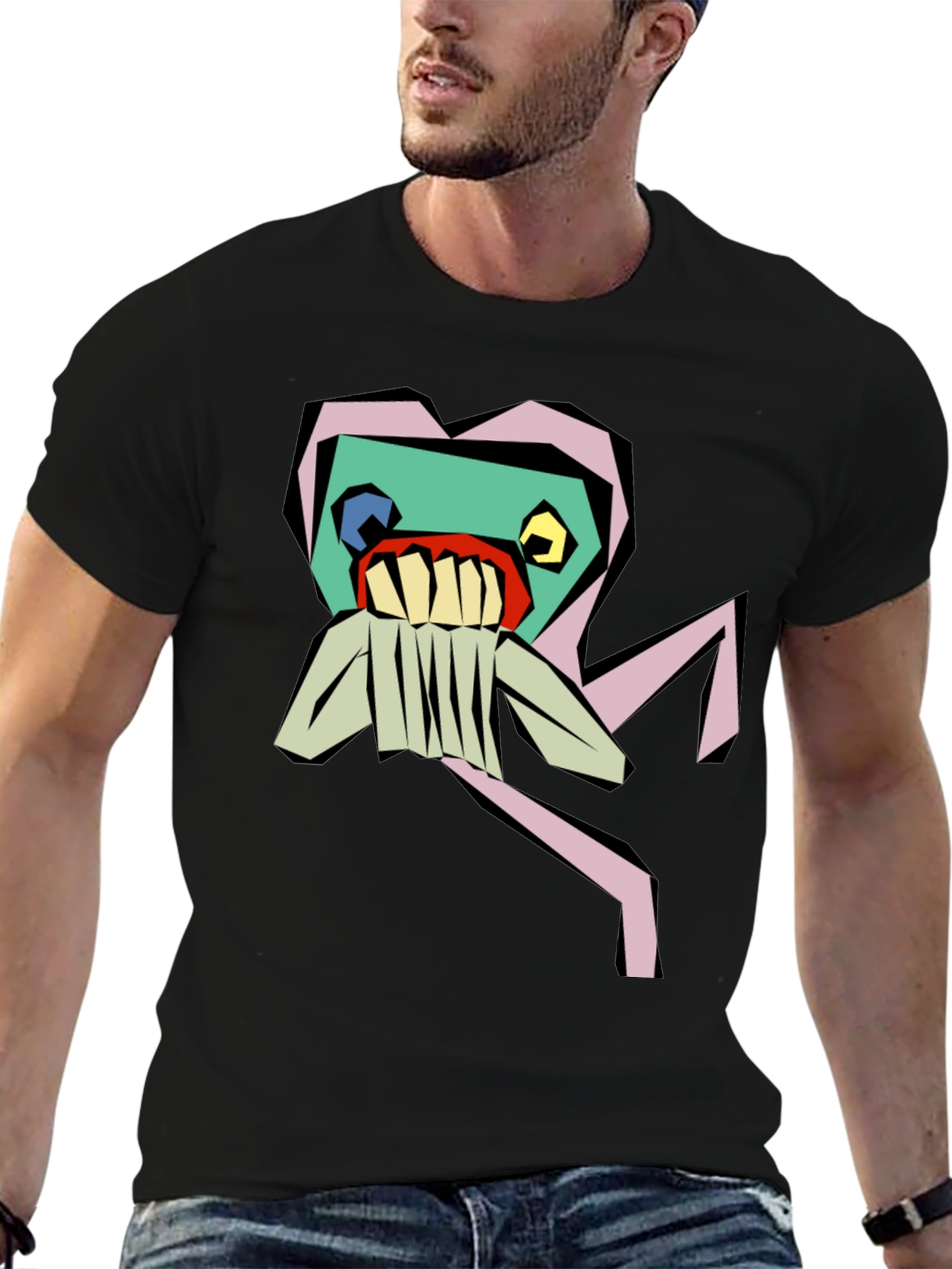 Abstract Monster Graphic Black Tee
