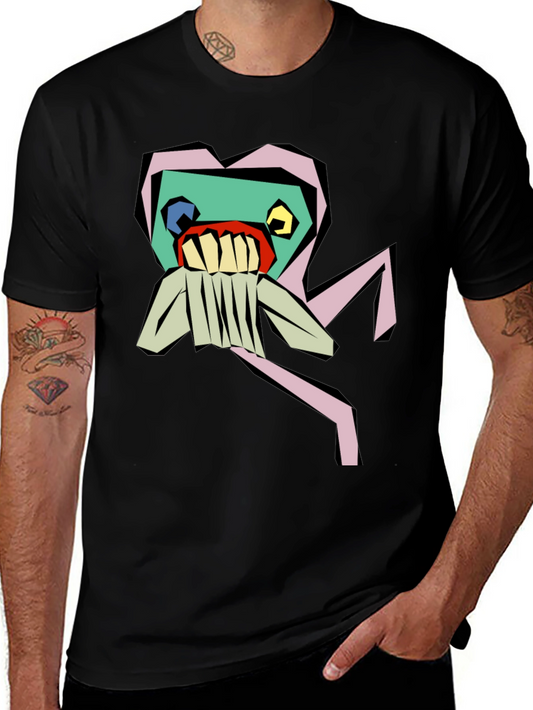 Abstract Monster Graphic Black Tee