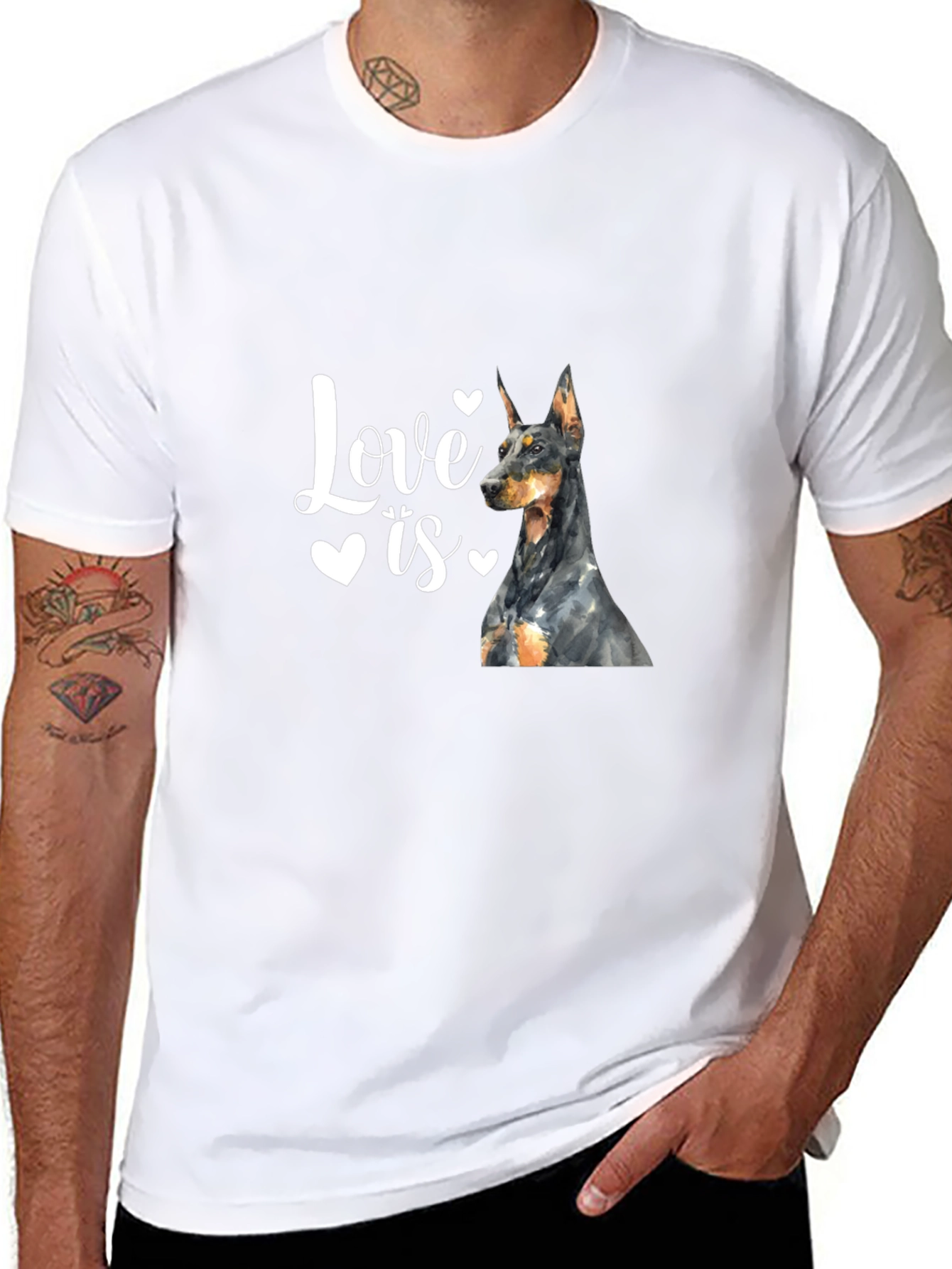 Love is a Doberman Black T-Shirt