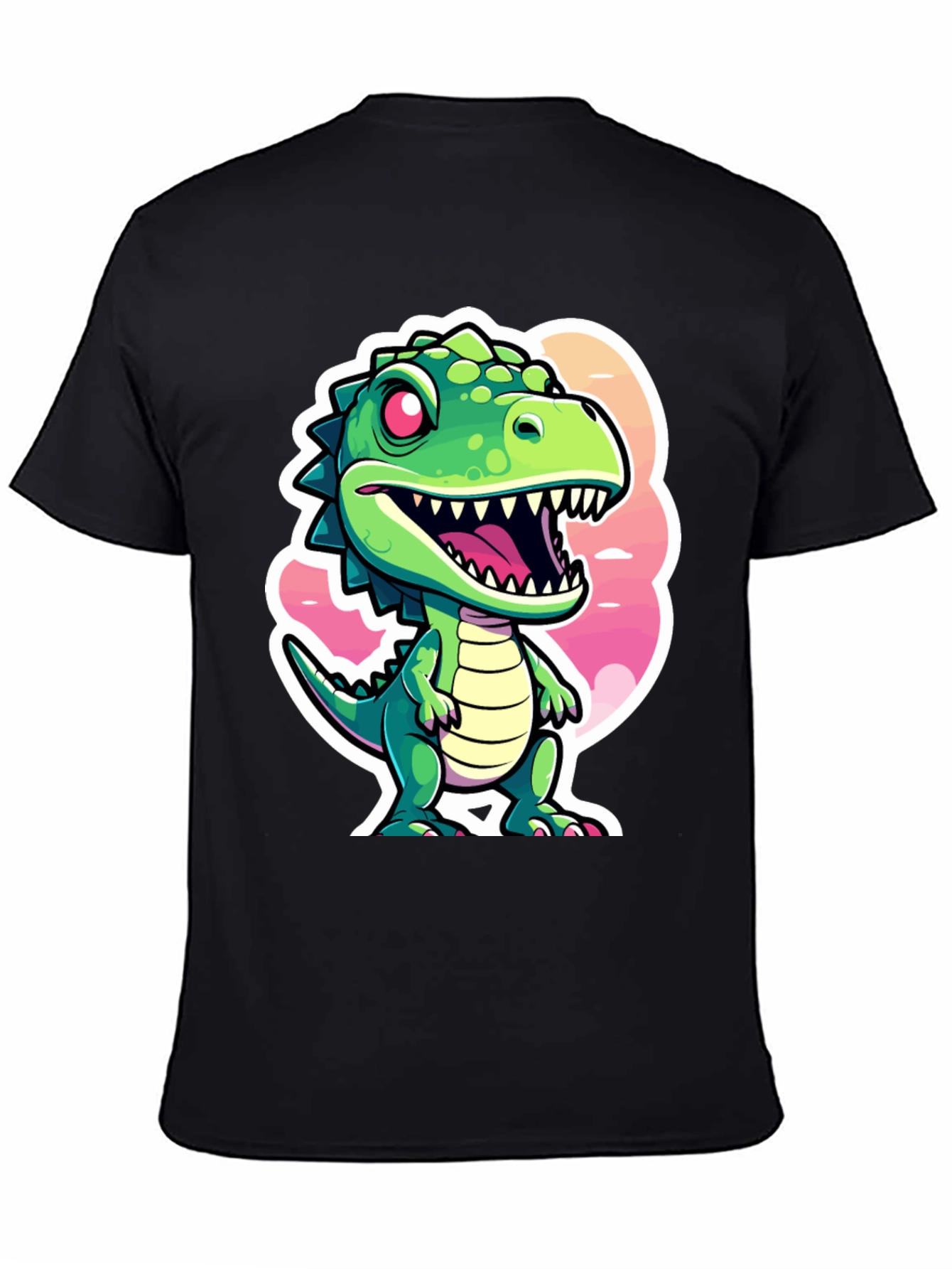 Cartoon Dino Graphic Tee - Black