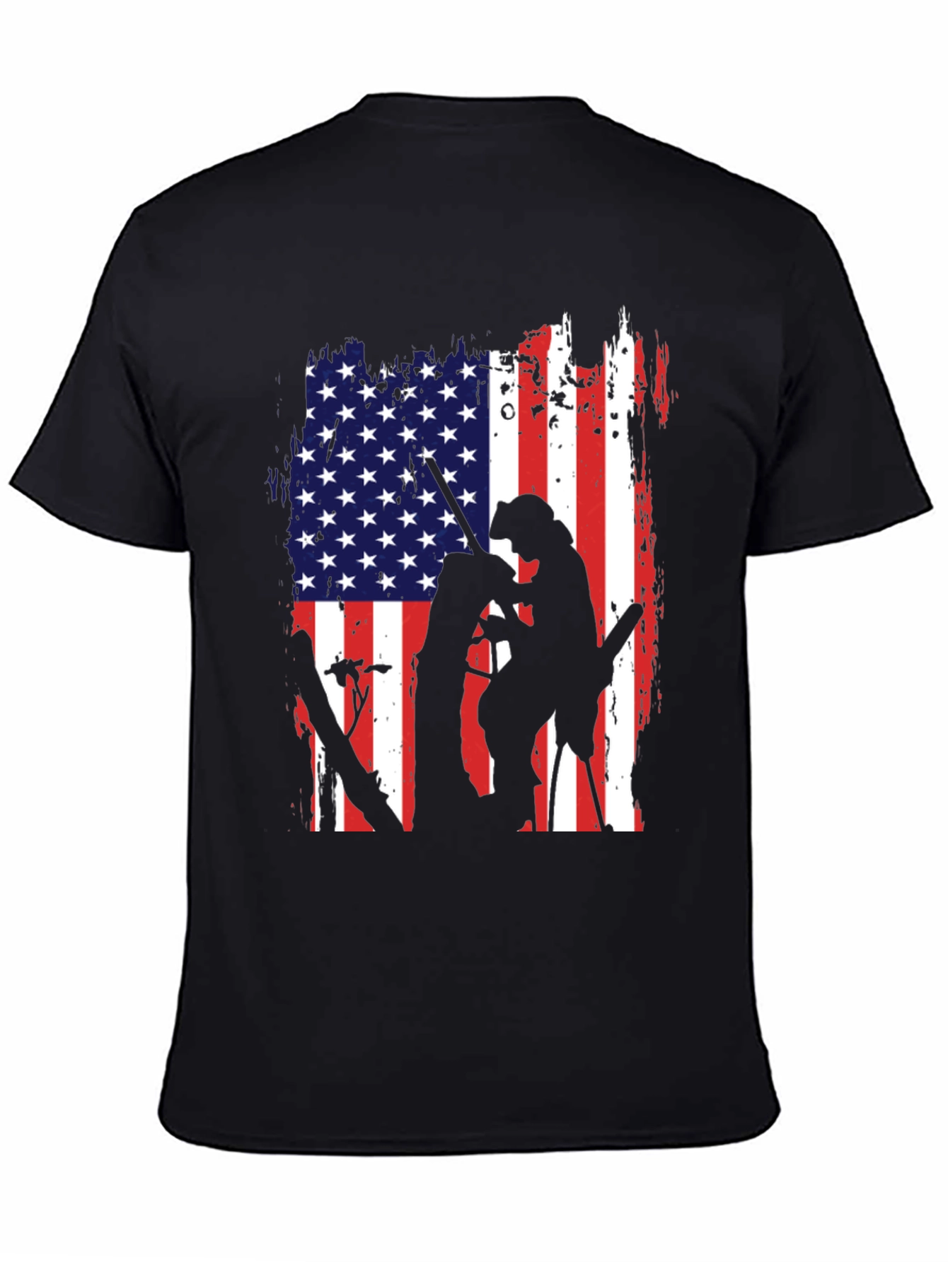 American Flag Silhouette Veteran Graphic T-Shirt