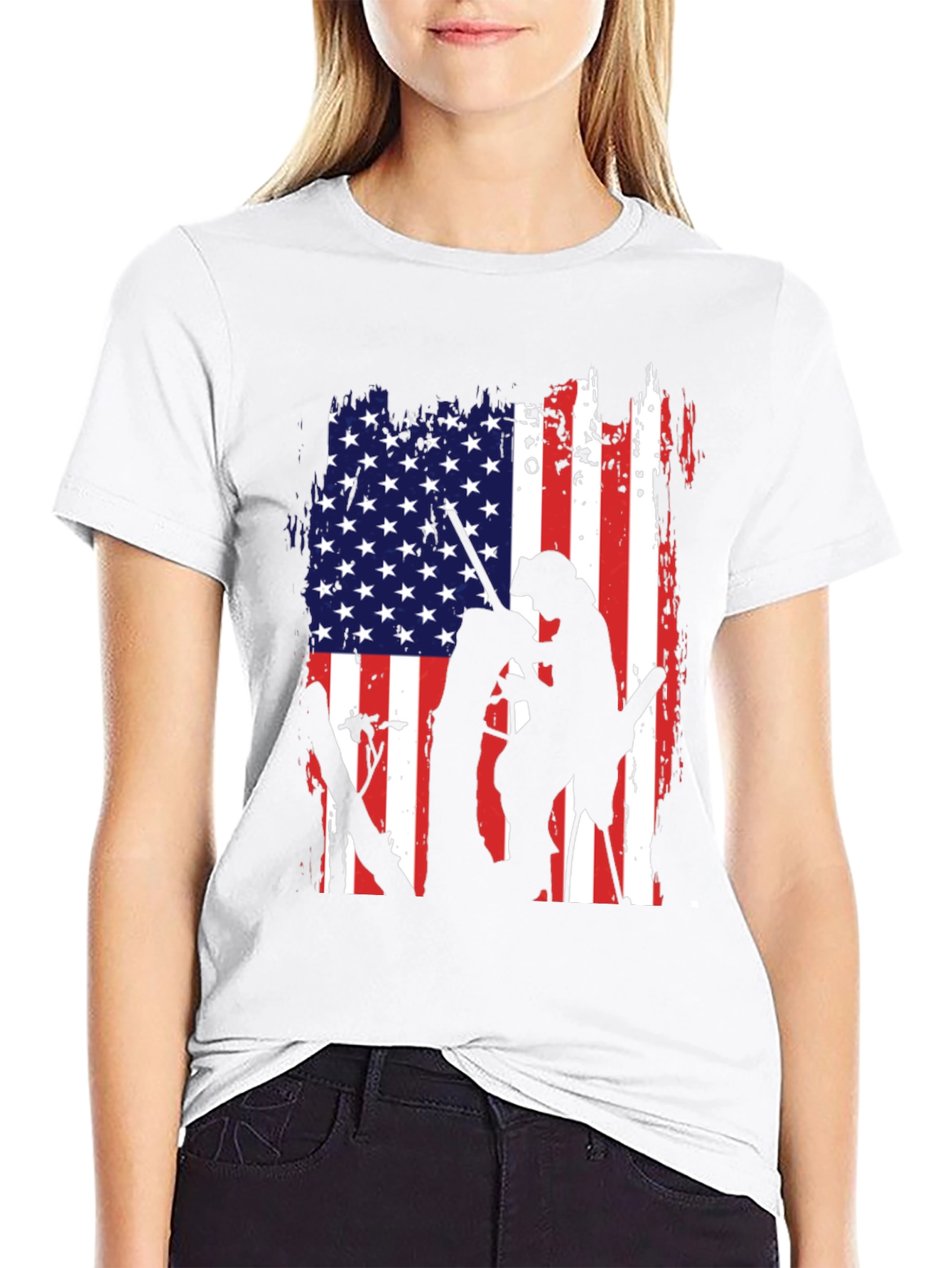 American Flag Silhouette Veteran Graphic T-Shirt