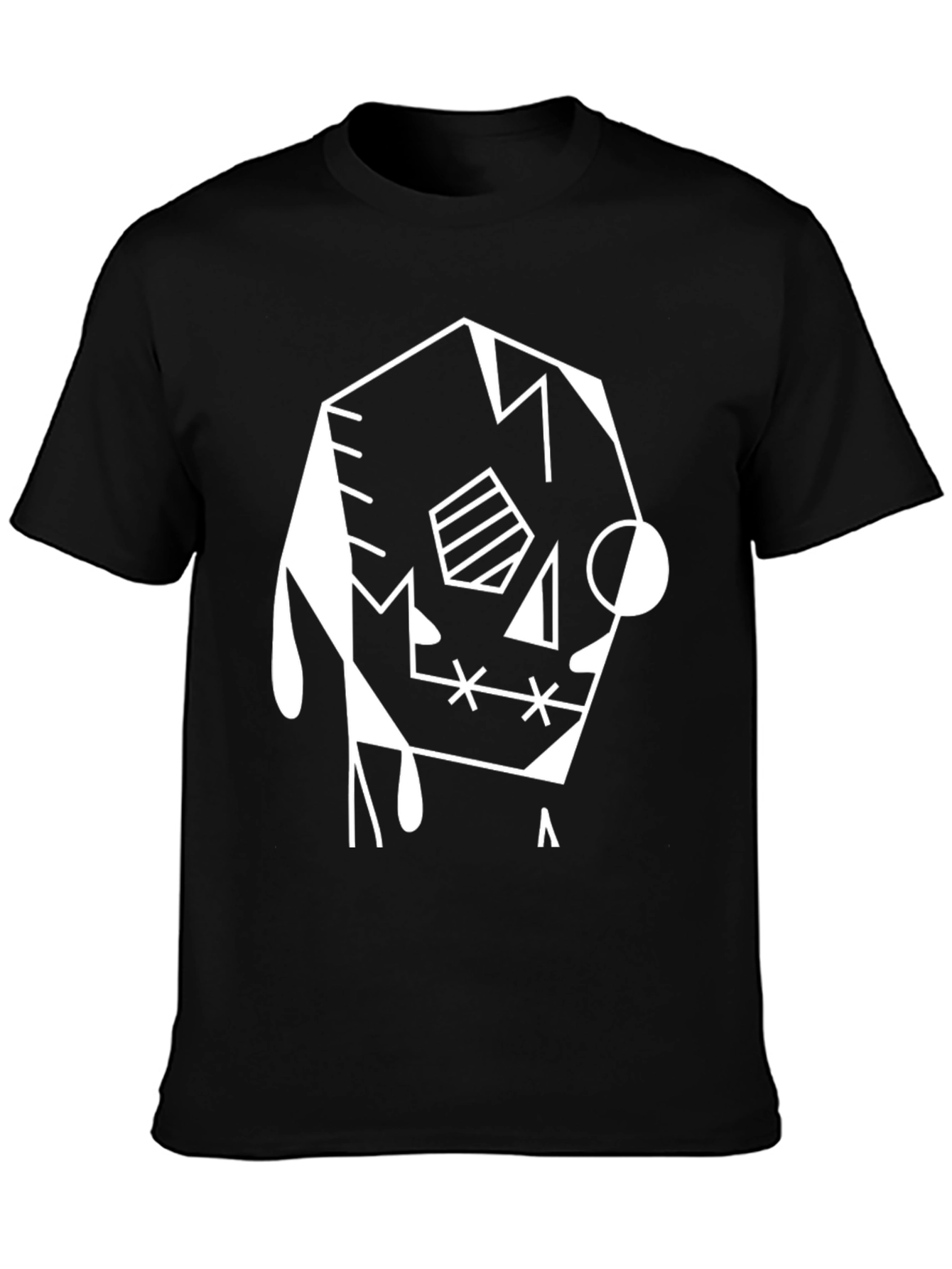 Abstract Geometric Graphic T-Shirt - Black