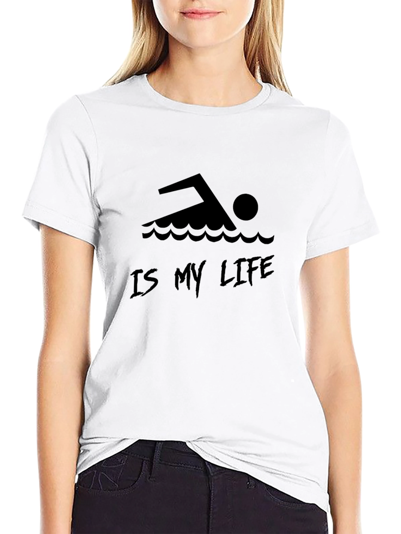 Swimming is My Life Black Graphic Tee