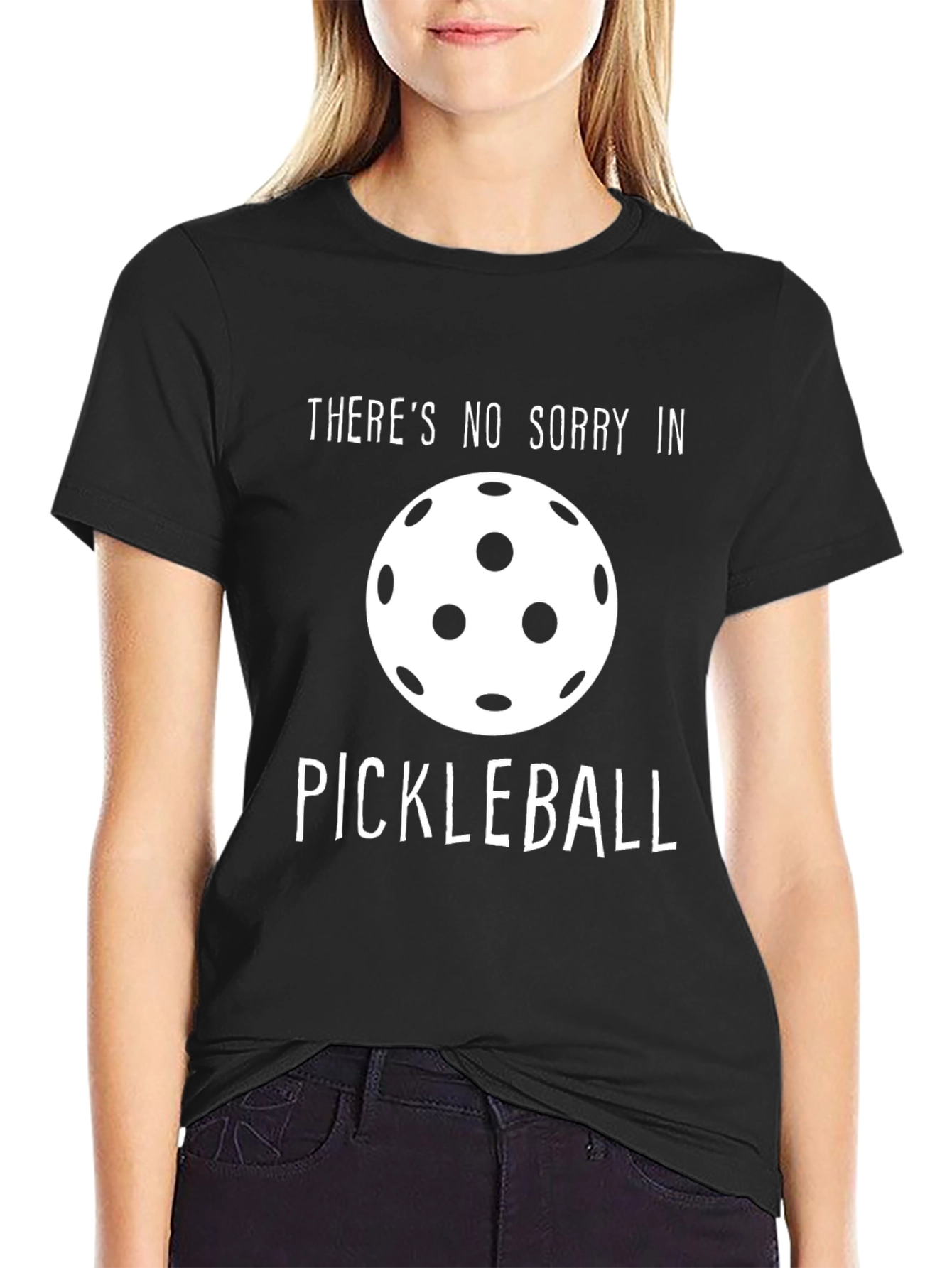 No Sorry in Pickleball Black T-Shirt