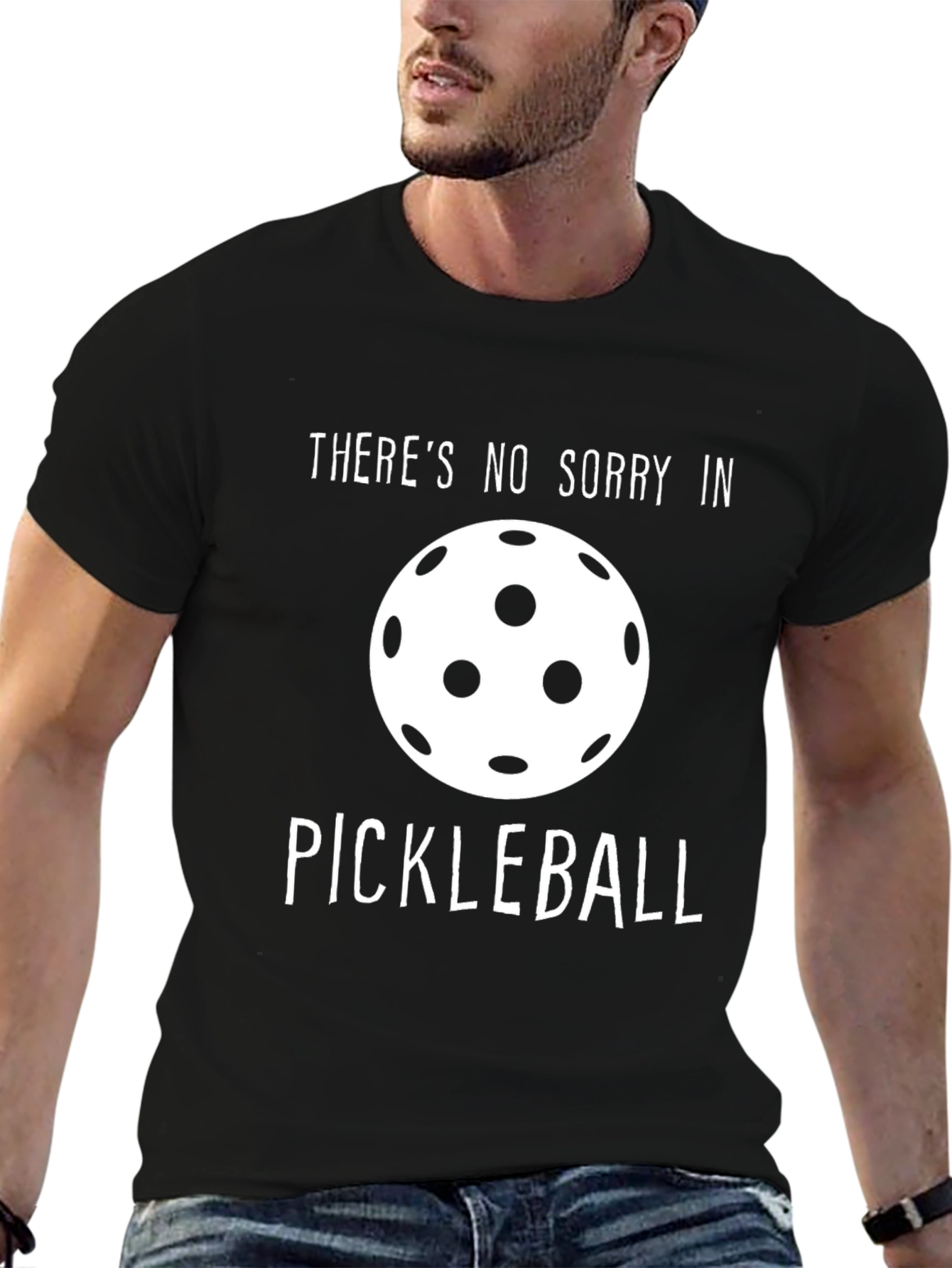 No Sorry in Pickleball Black T-Shirt