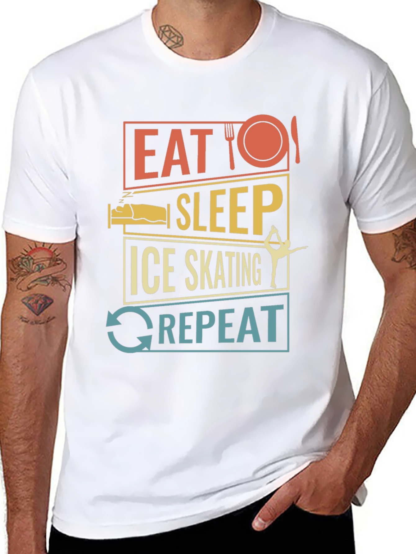 Eat Sleep Ice Skating Repeat Graphic T-Shirt