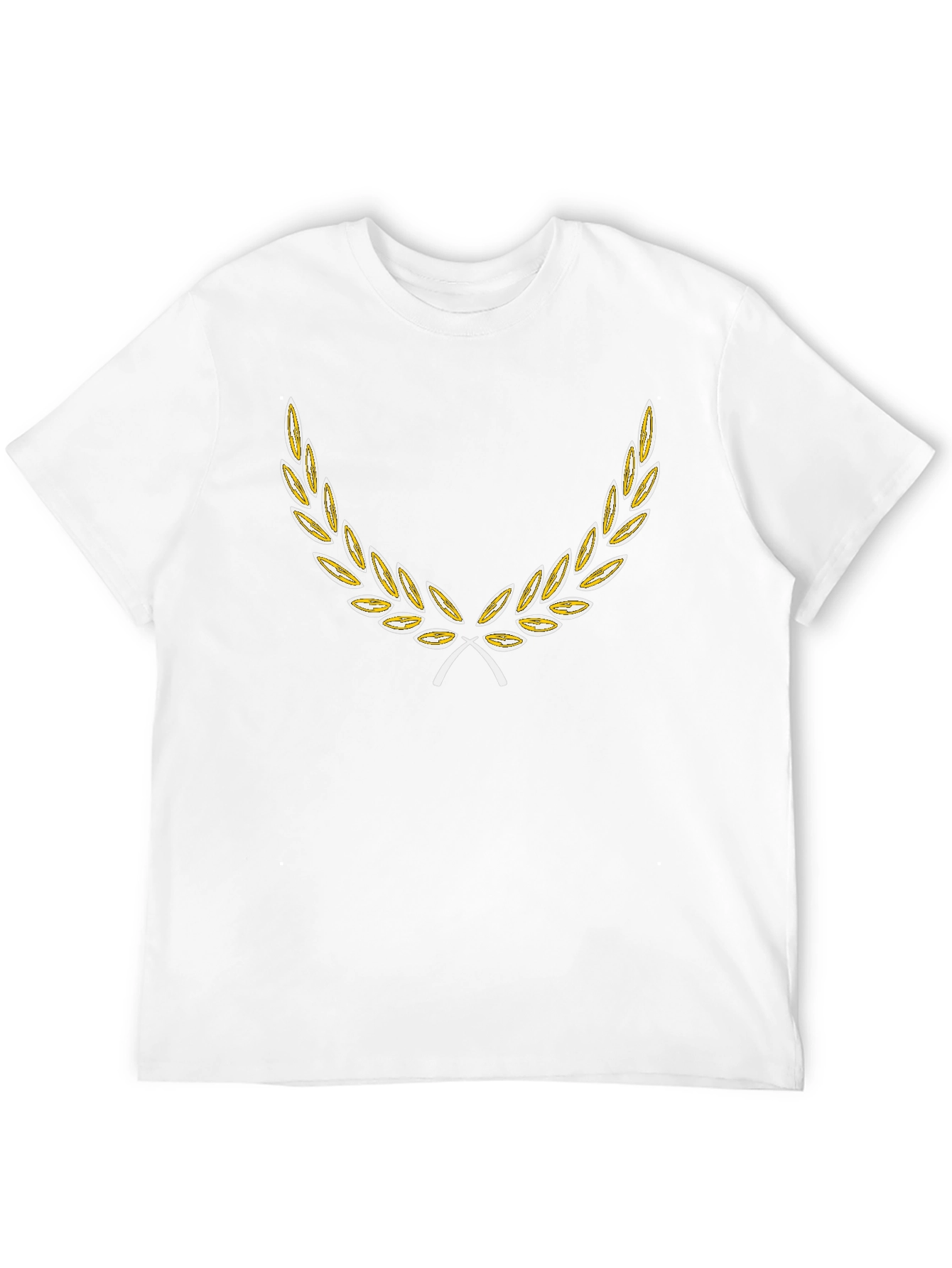 Black T-Shirt with Golden Laurel Wreath Design