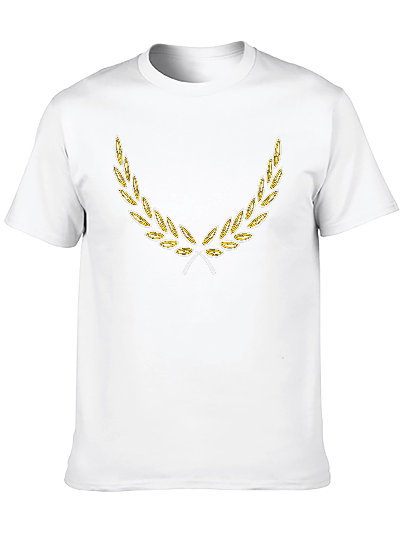 Black T-Shirt with Golden Laurel Wreath Design