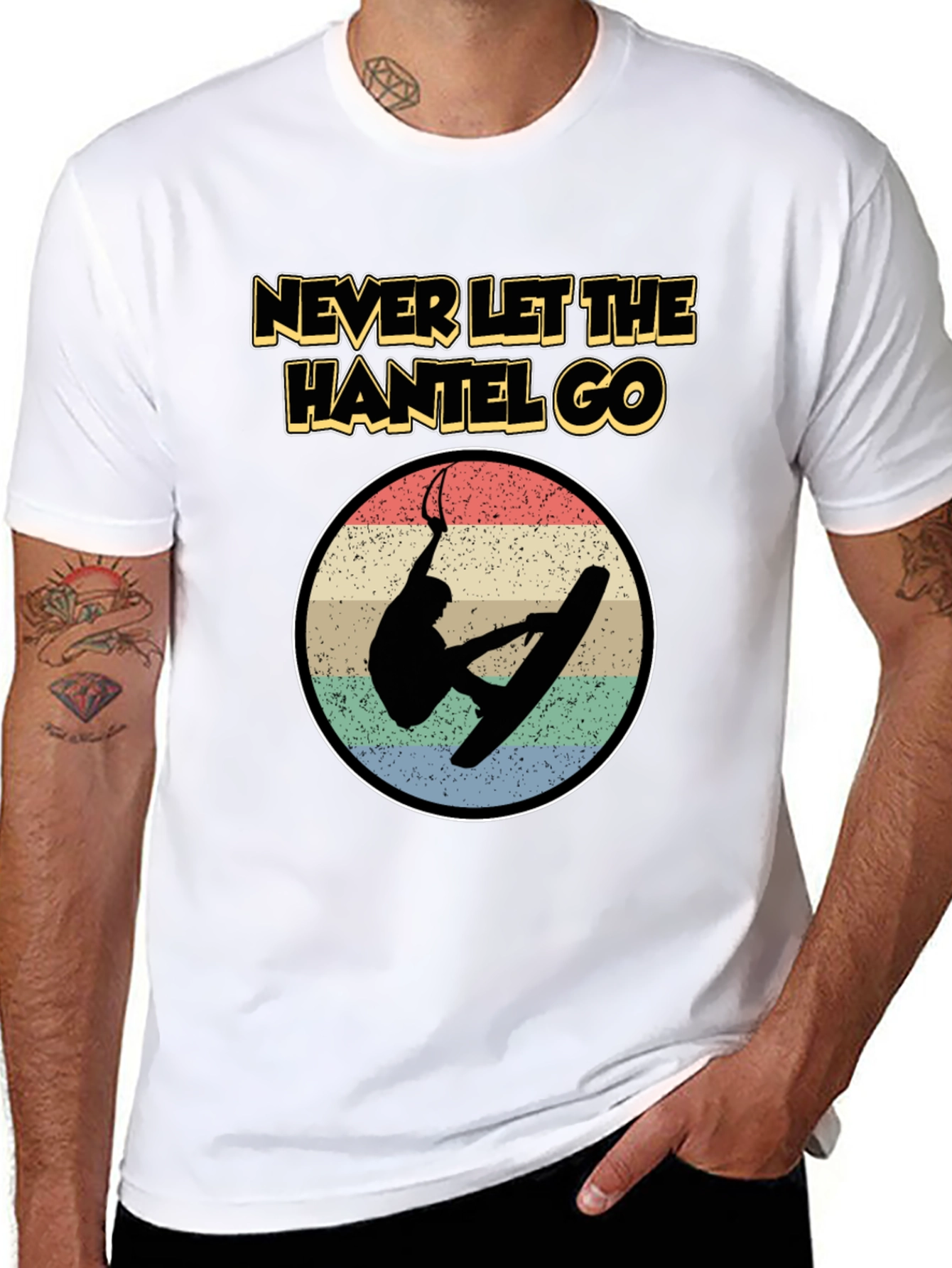 Never Let The Hantel Go - Wakeboard T-Shirt
