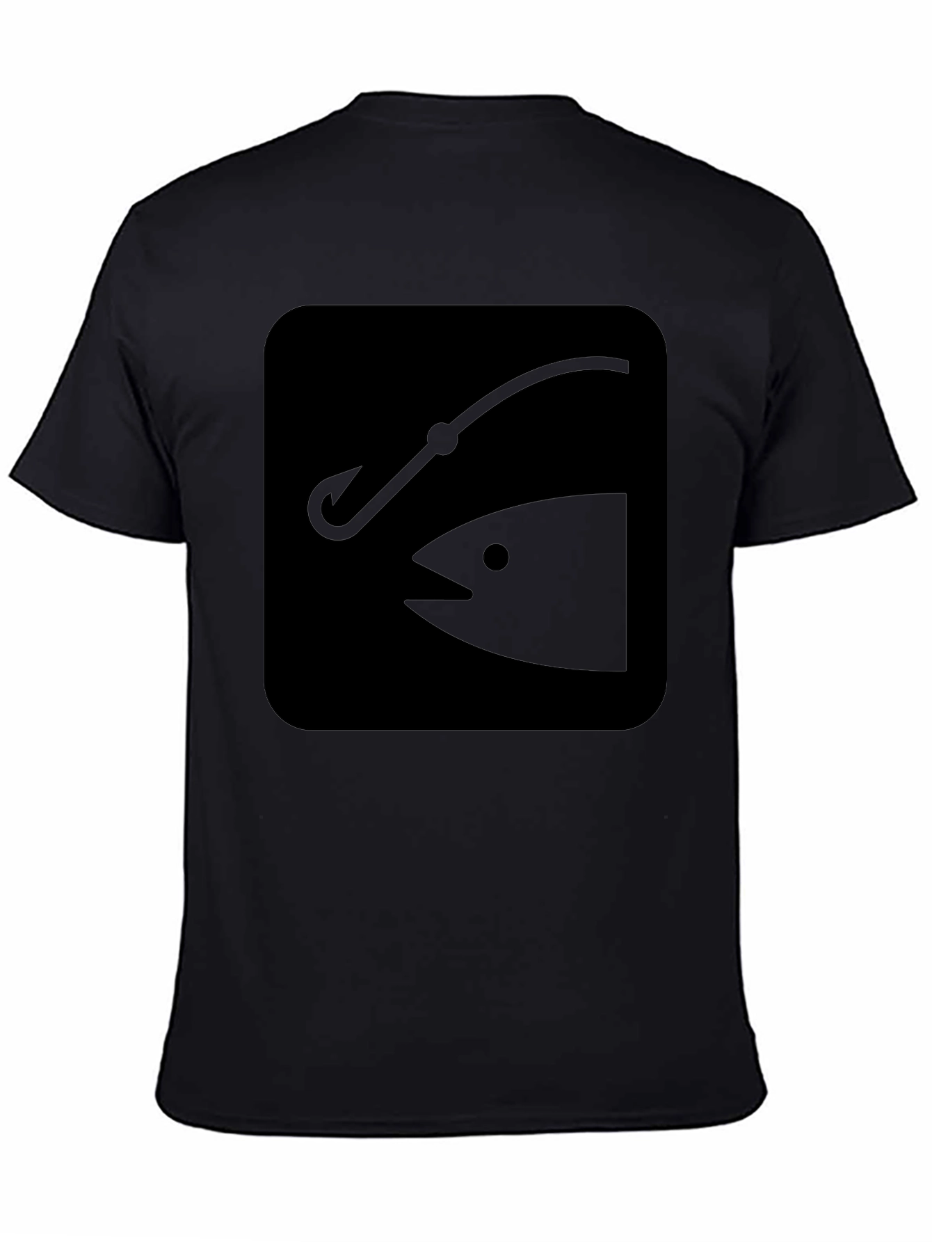 Fishing Hook & Fish Graphic Tee - Black