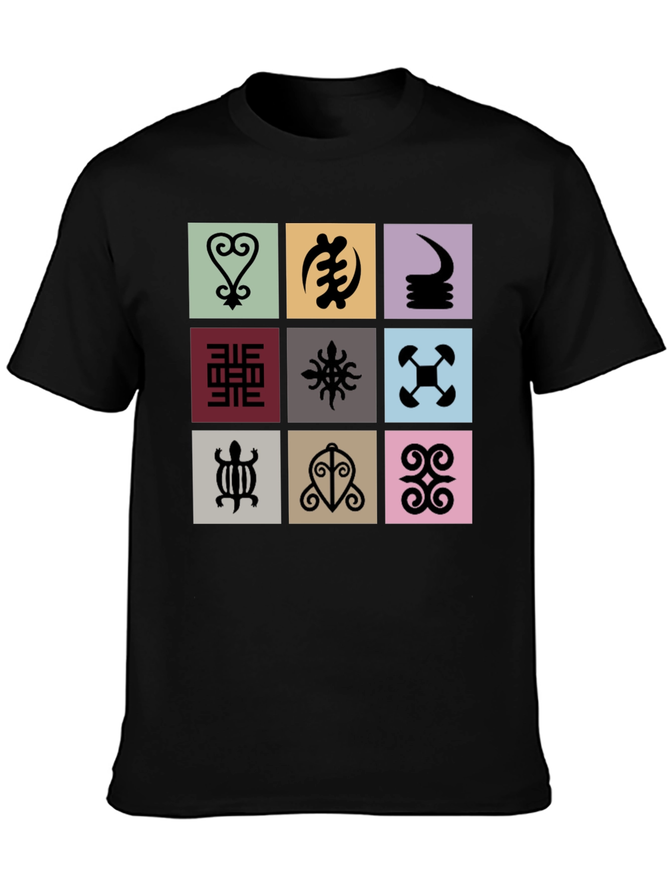 Adinkra Symbols Black T-Shirt - Cultural Graphic Tee