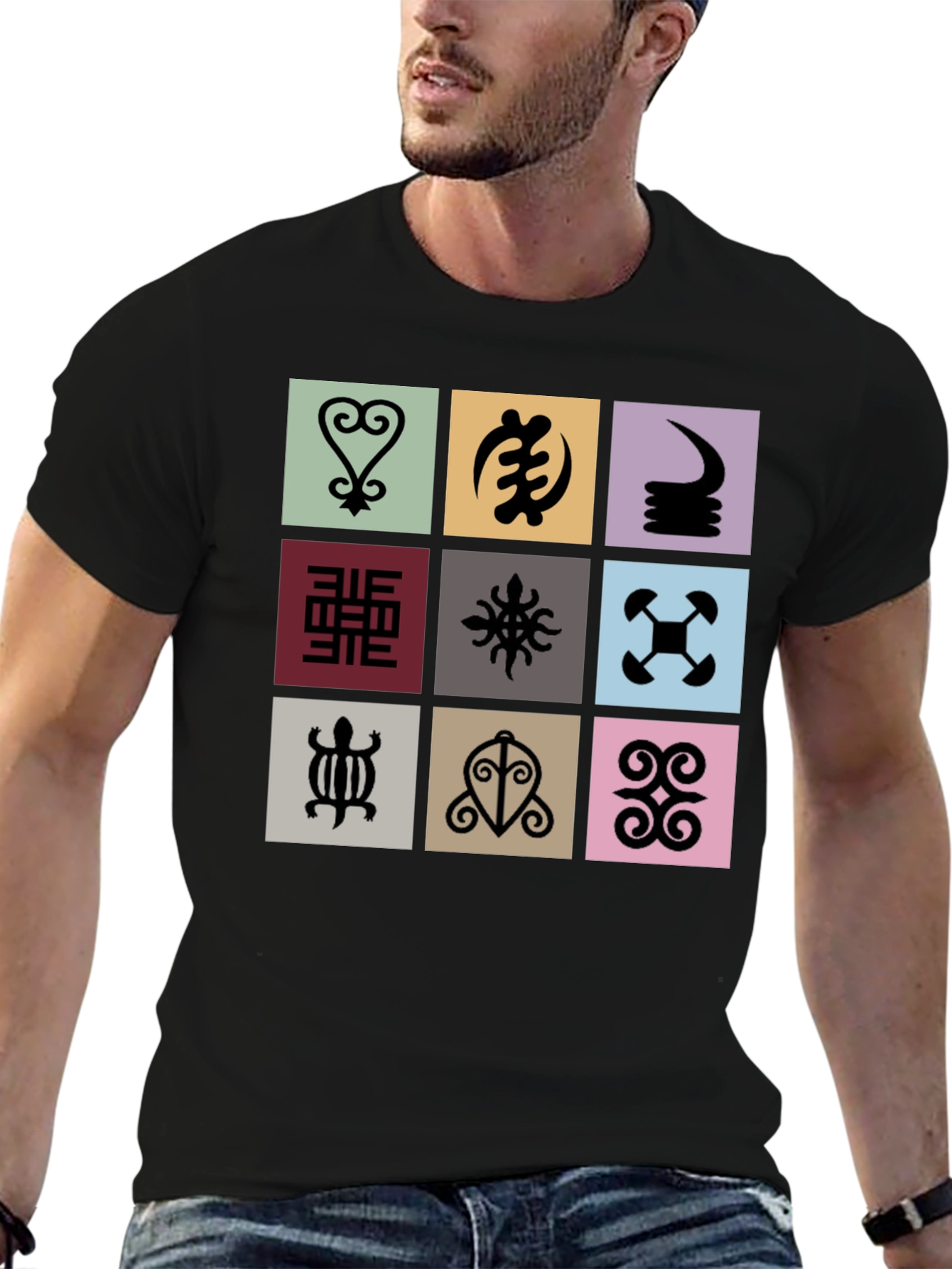 Adinkra Symbols Black T-Shirt - Cultural Graphic Tee